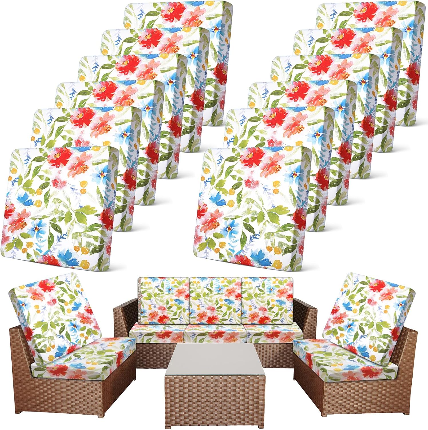 Newwiee 12 Pcs Elastic Sofa Cushion Covers