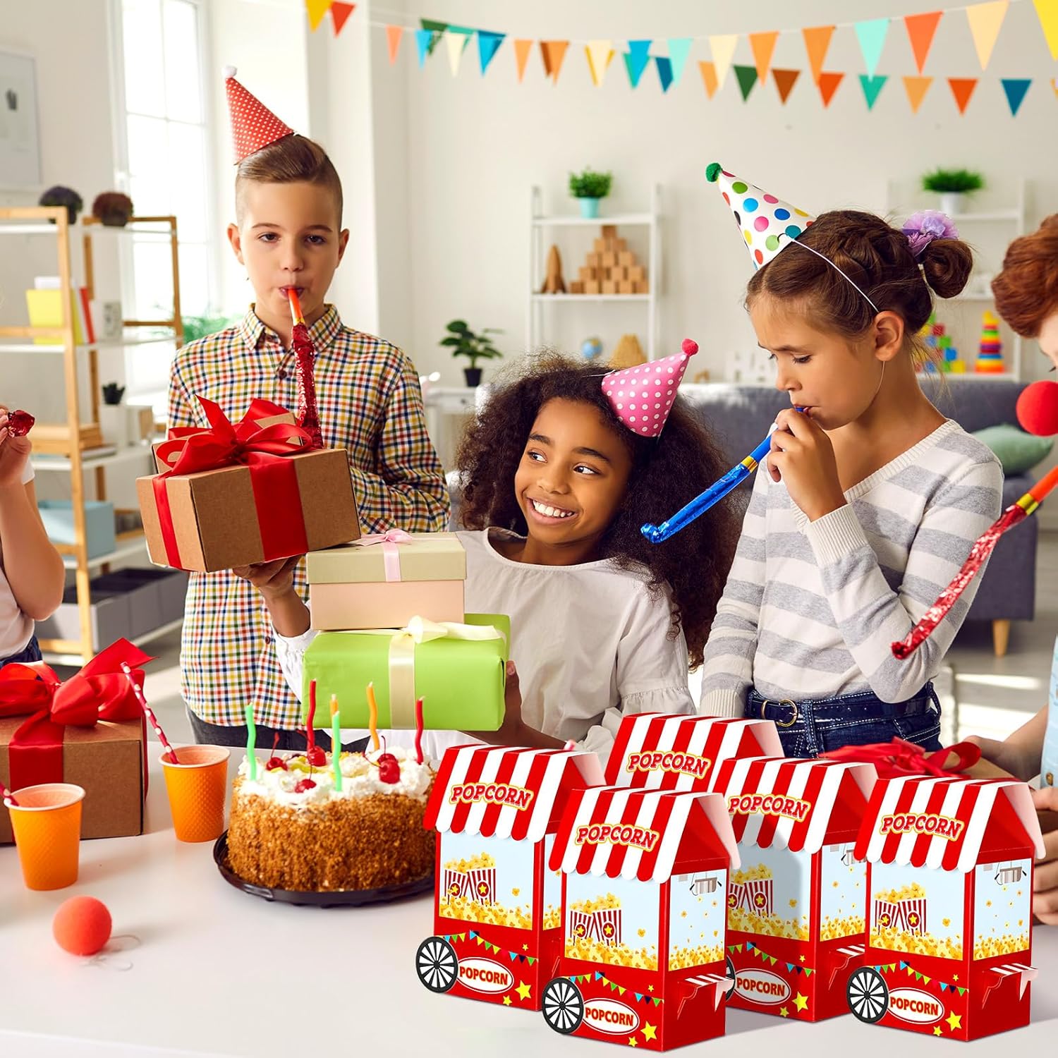 Trandraft 24 Pcs Circus Popcorn Boxes