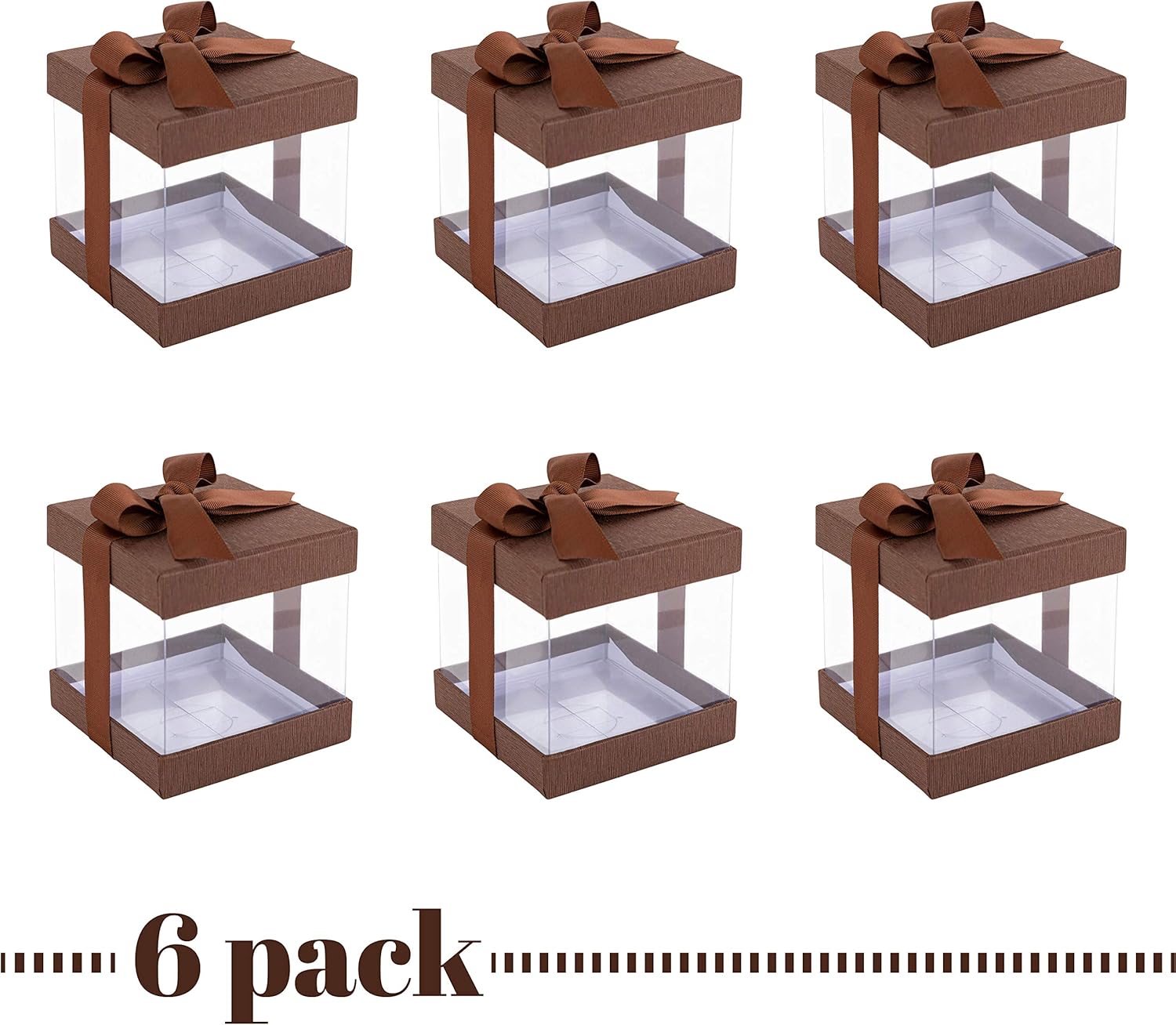 Hammont Clear Gift Box 6 Pack Brown 4x4x4
