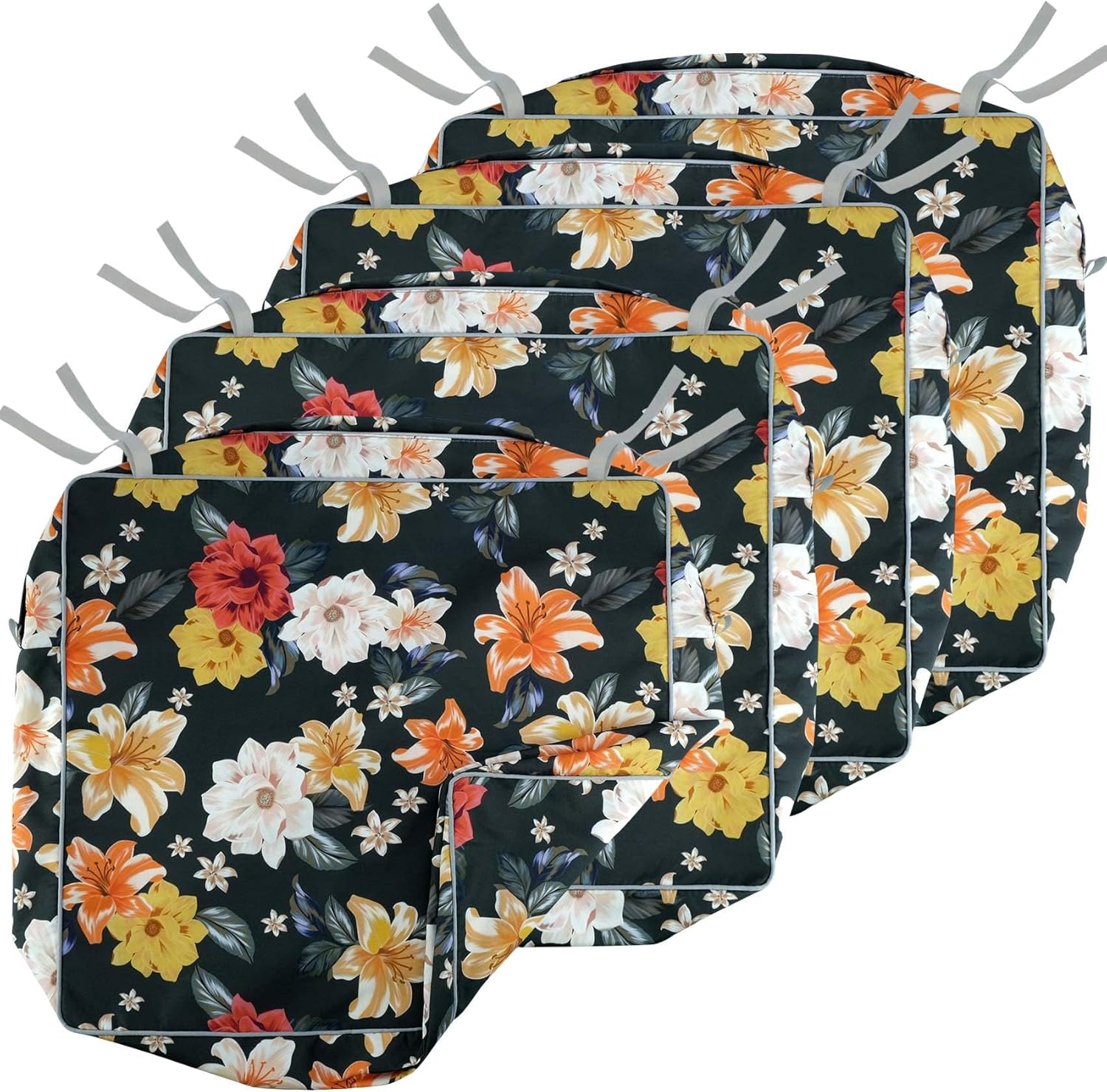Porch Shield Outdoor Cushion Slipcovers Set 4 Floral Black