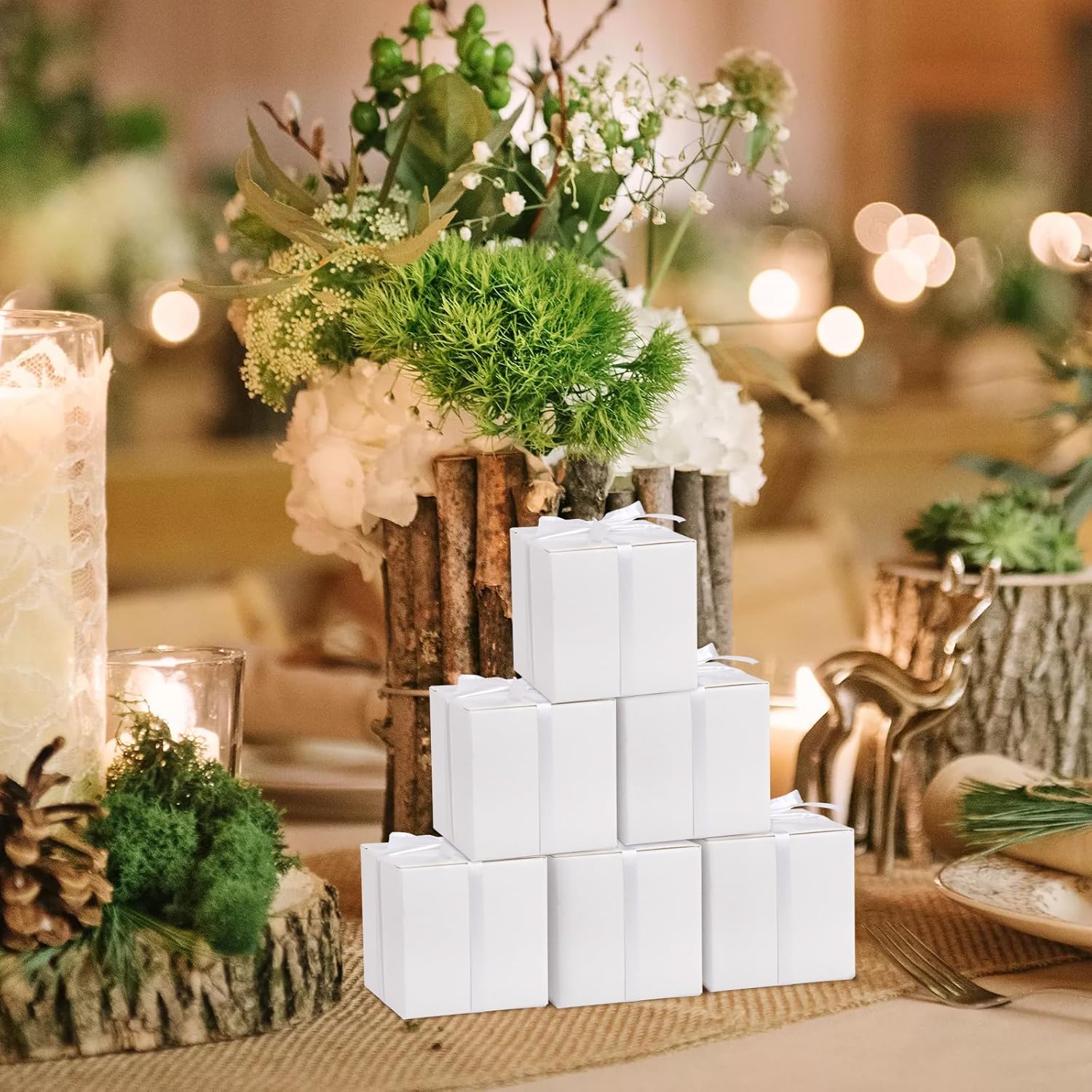 Hooqict 100 Pack White Gift Boxes for Parties