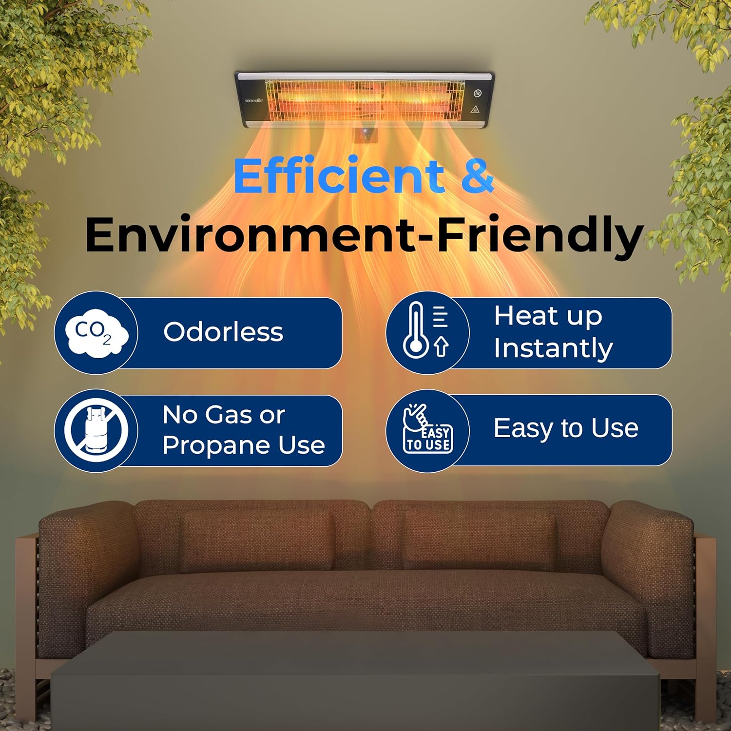 SereneLife Infrared Wall Mount Heater with Remote Control 1500W