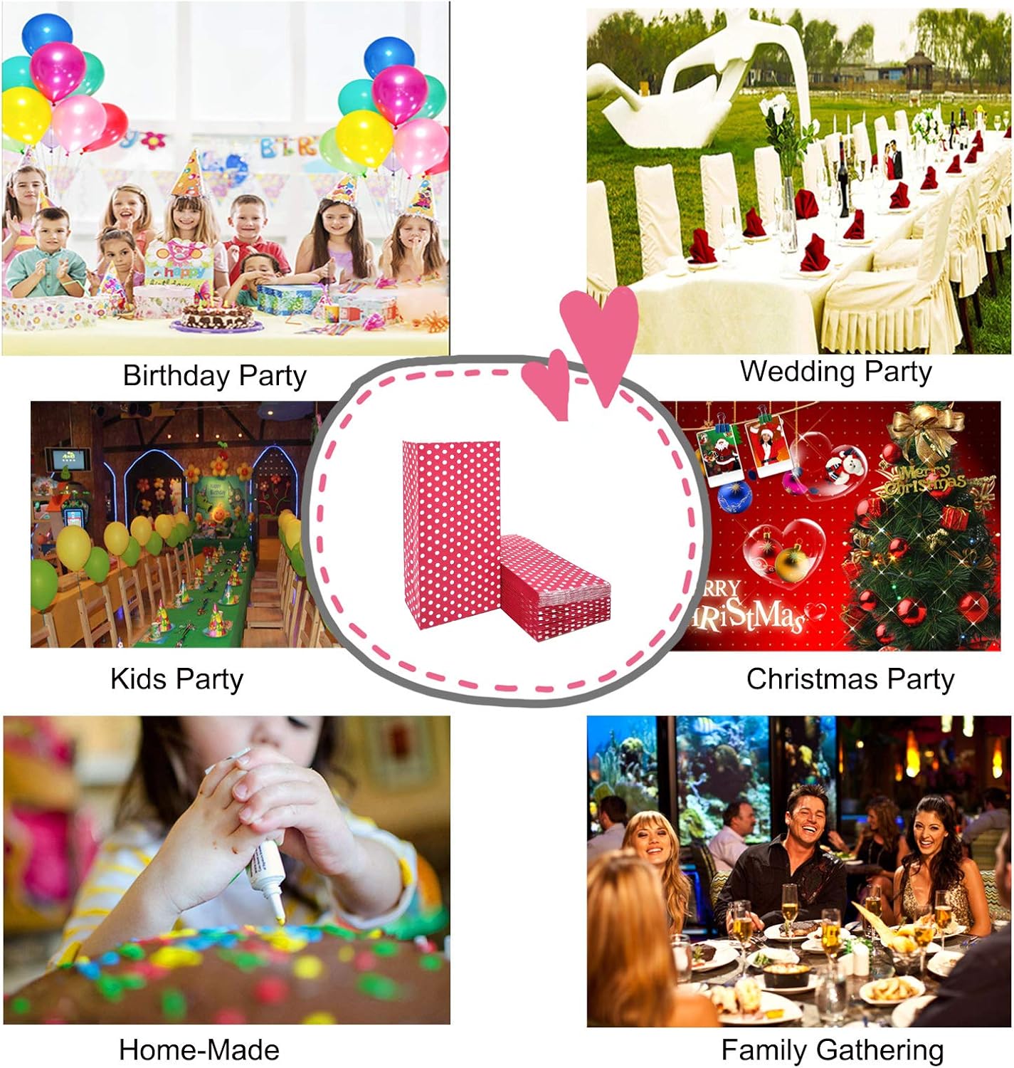 Red Polka Dot Mini Gift Bags 50 PCS for Party Favors