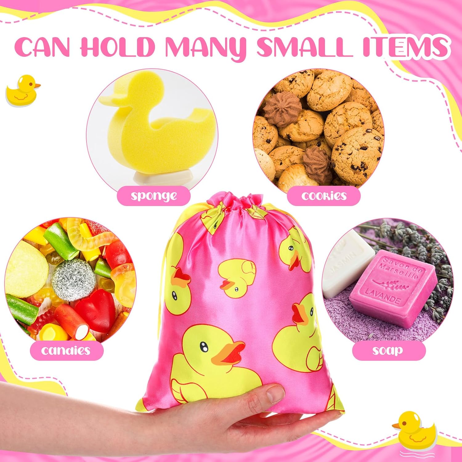 Wesnoy 24 Pcs Yellow Duck Gift Bags with Drawstring