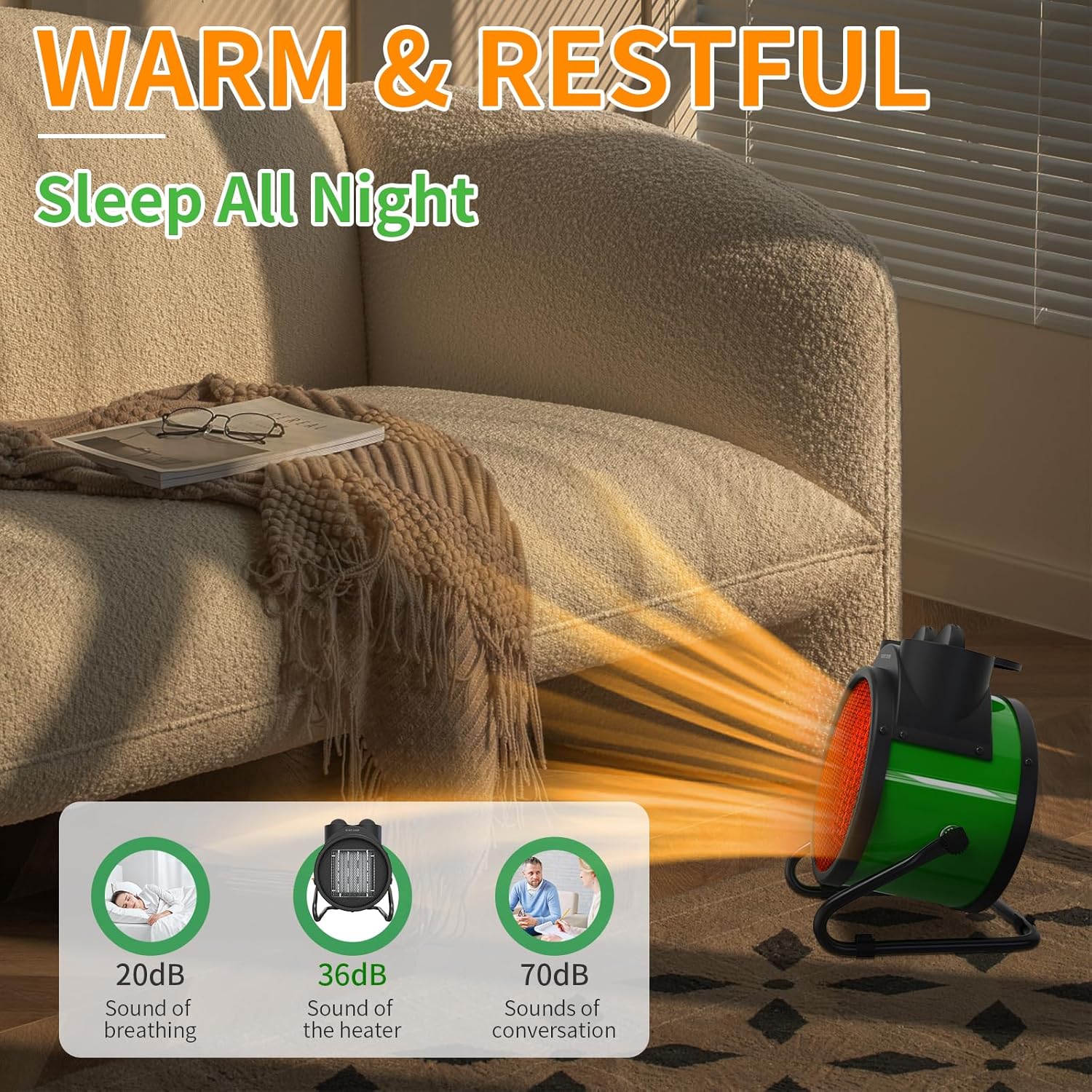 Buyplus 1500W Portable Garage Heater with 90 Adjustable Angle