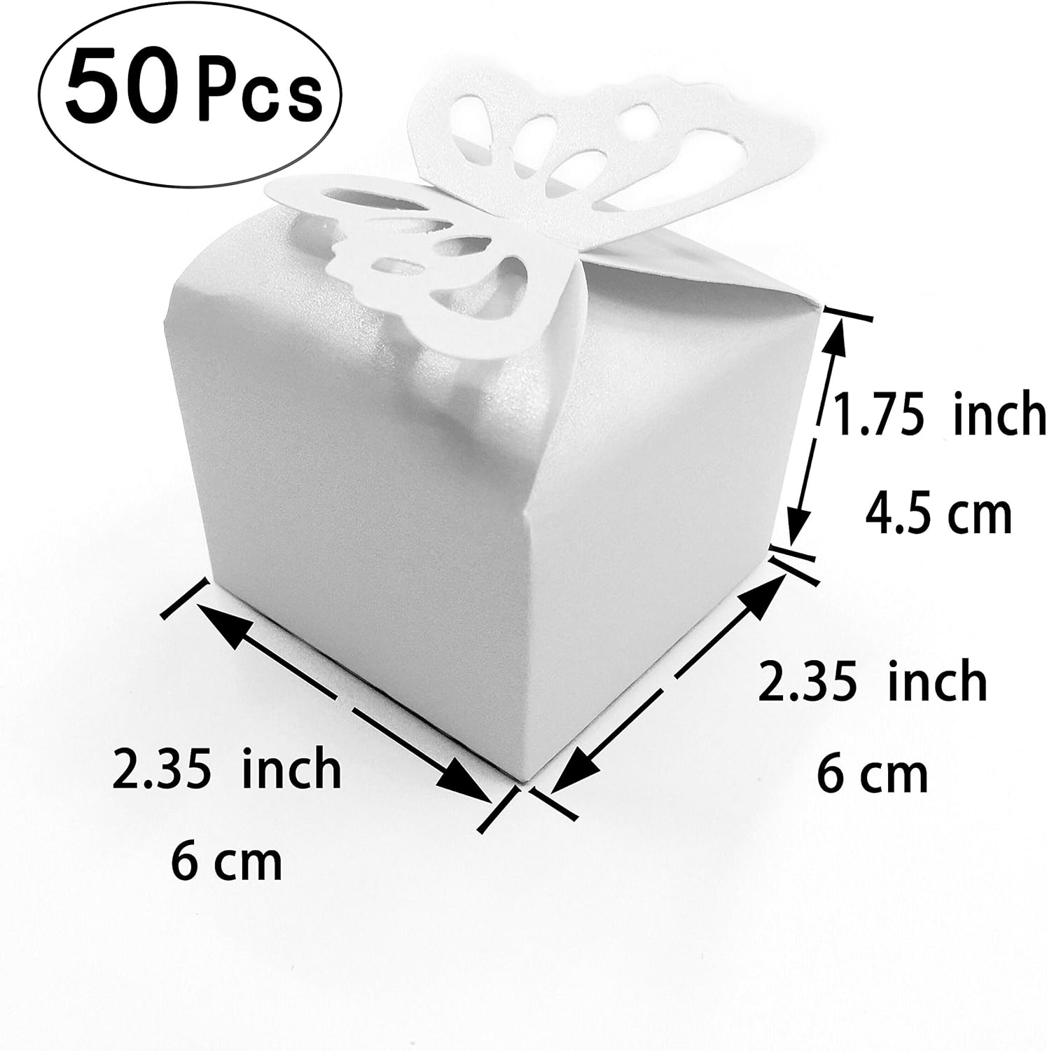 White Wedding Party Favors Candy Boxes Set 50pc