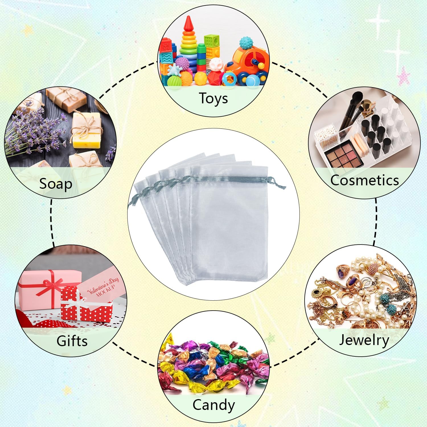 100pcs 4x6 Inch Drawstring Organza Gift Bags for Weddings