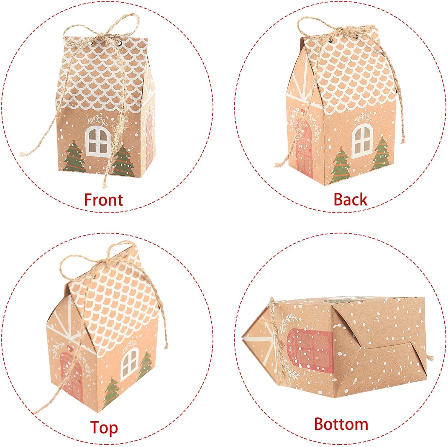 ANCIENTPWR 20 PCS Small Christmas Gingerbread Treat Boxes