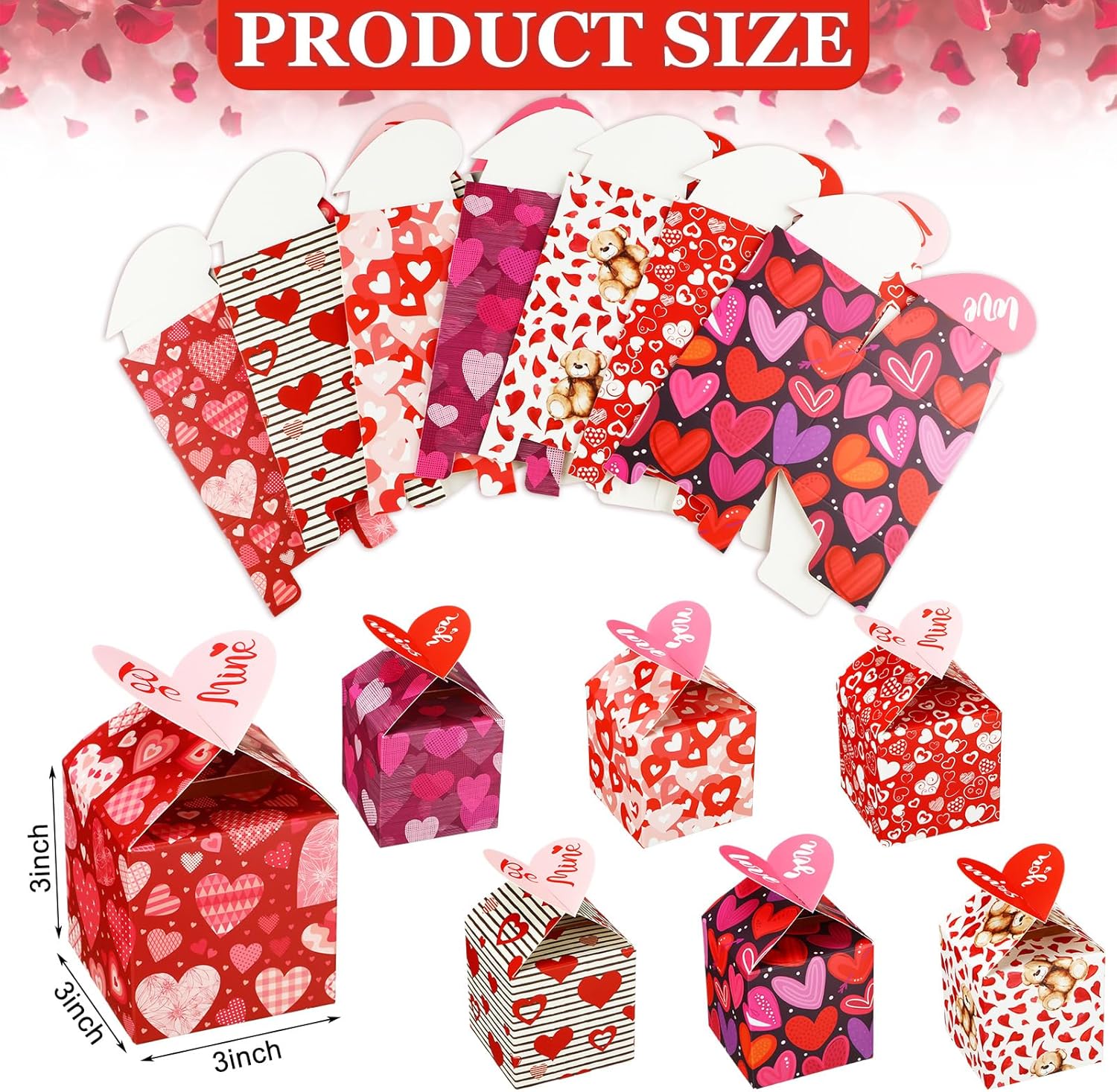 28 Pack Valentine Gift Boxes with Bear Favors