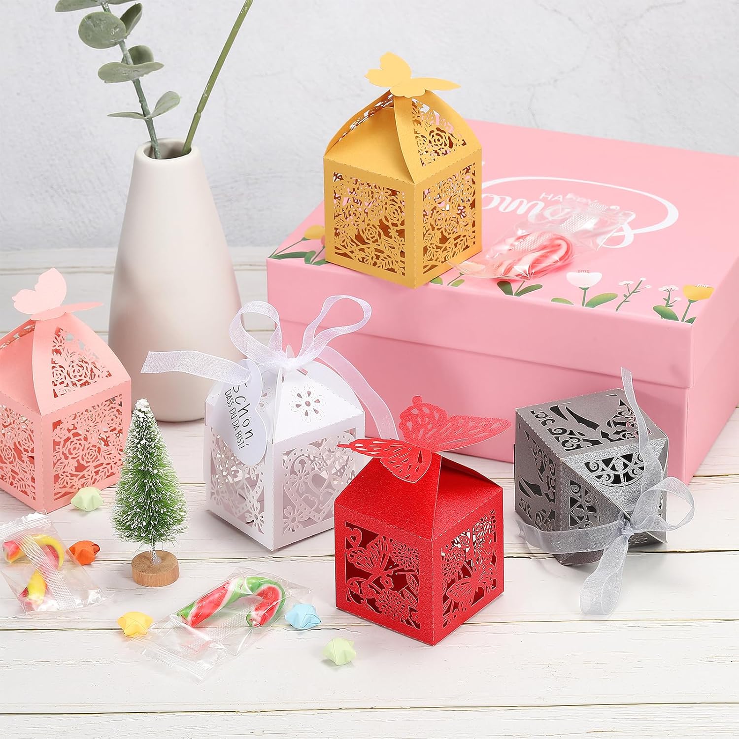 PATIKIL 2x2x31 Inch Brown Favor Boxes 25 Pack