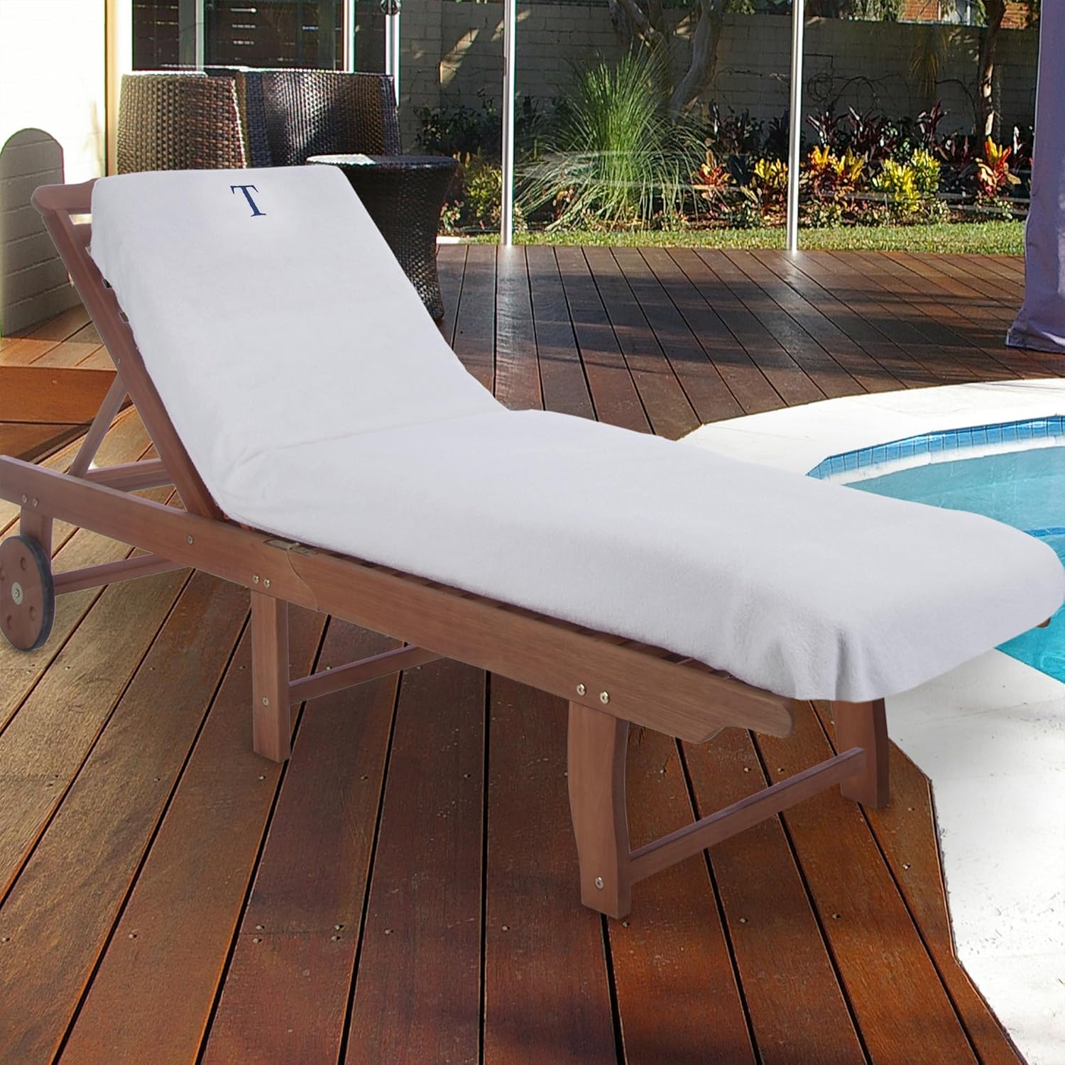 SUPERIOR 100 Cotton Chaise Lounge Cover with Monogrammed Letters