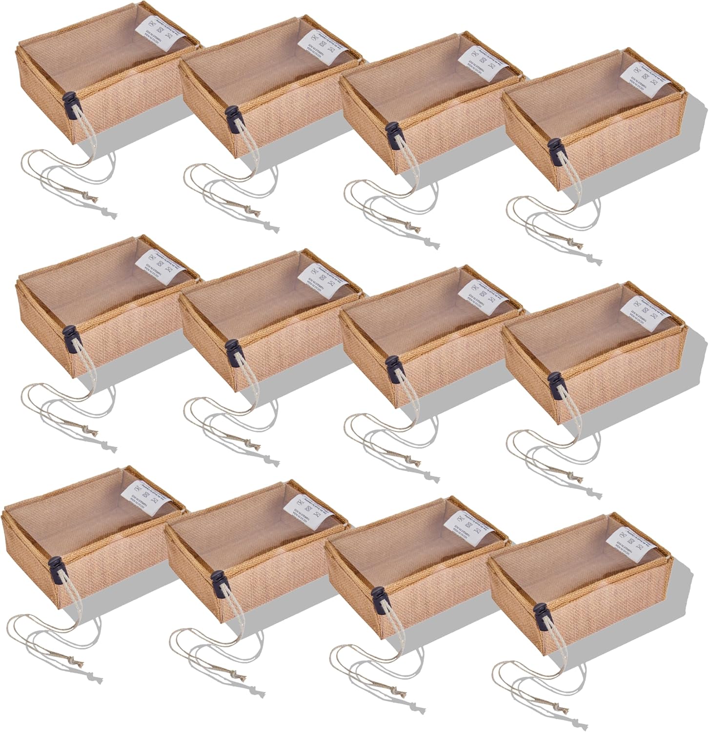 Jucobee 12 Pack Small Jute Gift Bags with Drawstring and PVC Window