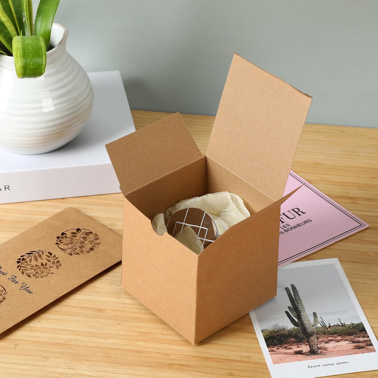 SHIPKEY 10 Pcs Kraft Gift Boxes with Lids