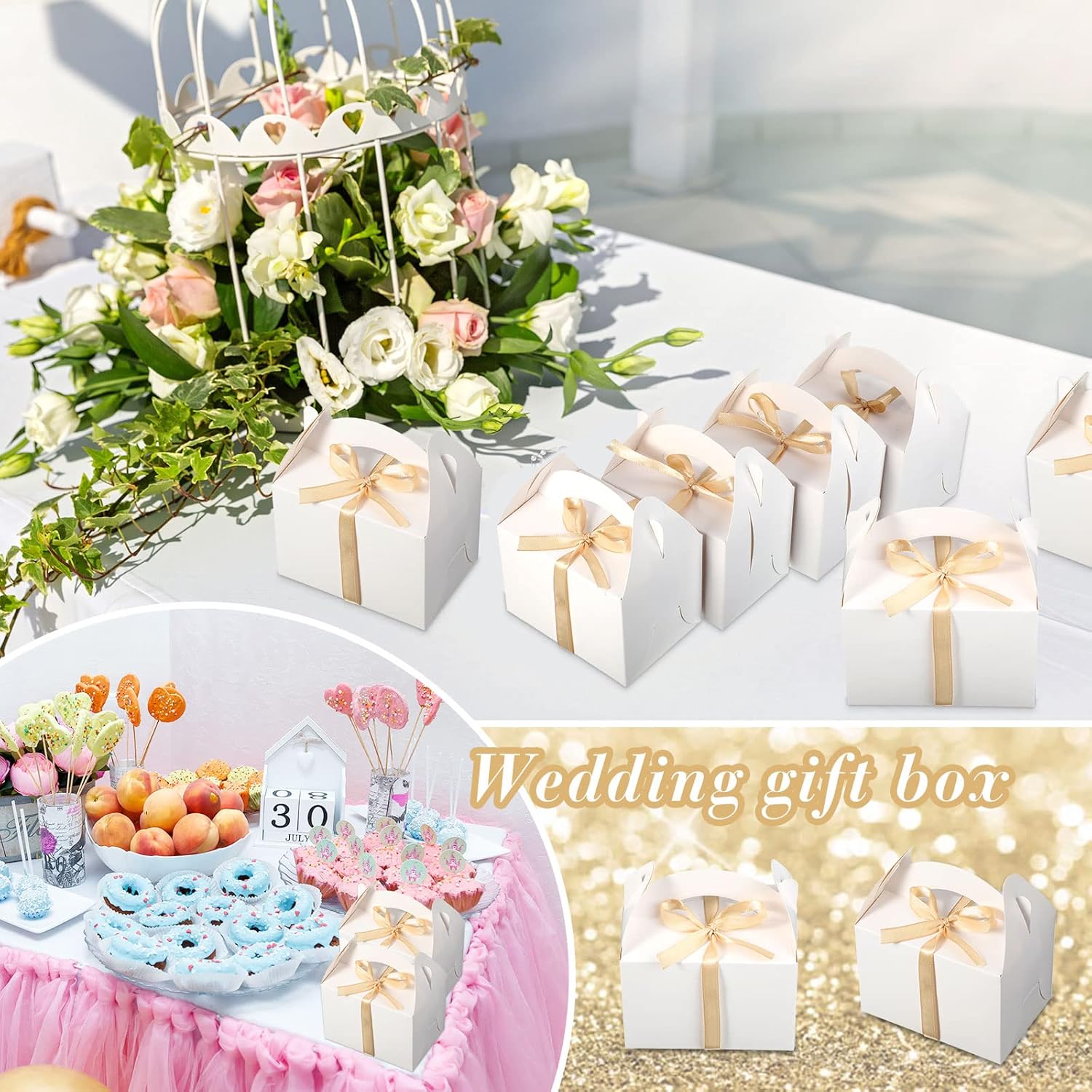 60 Pieces White Gable Gift Boxes for Parties