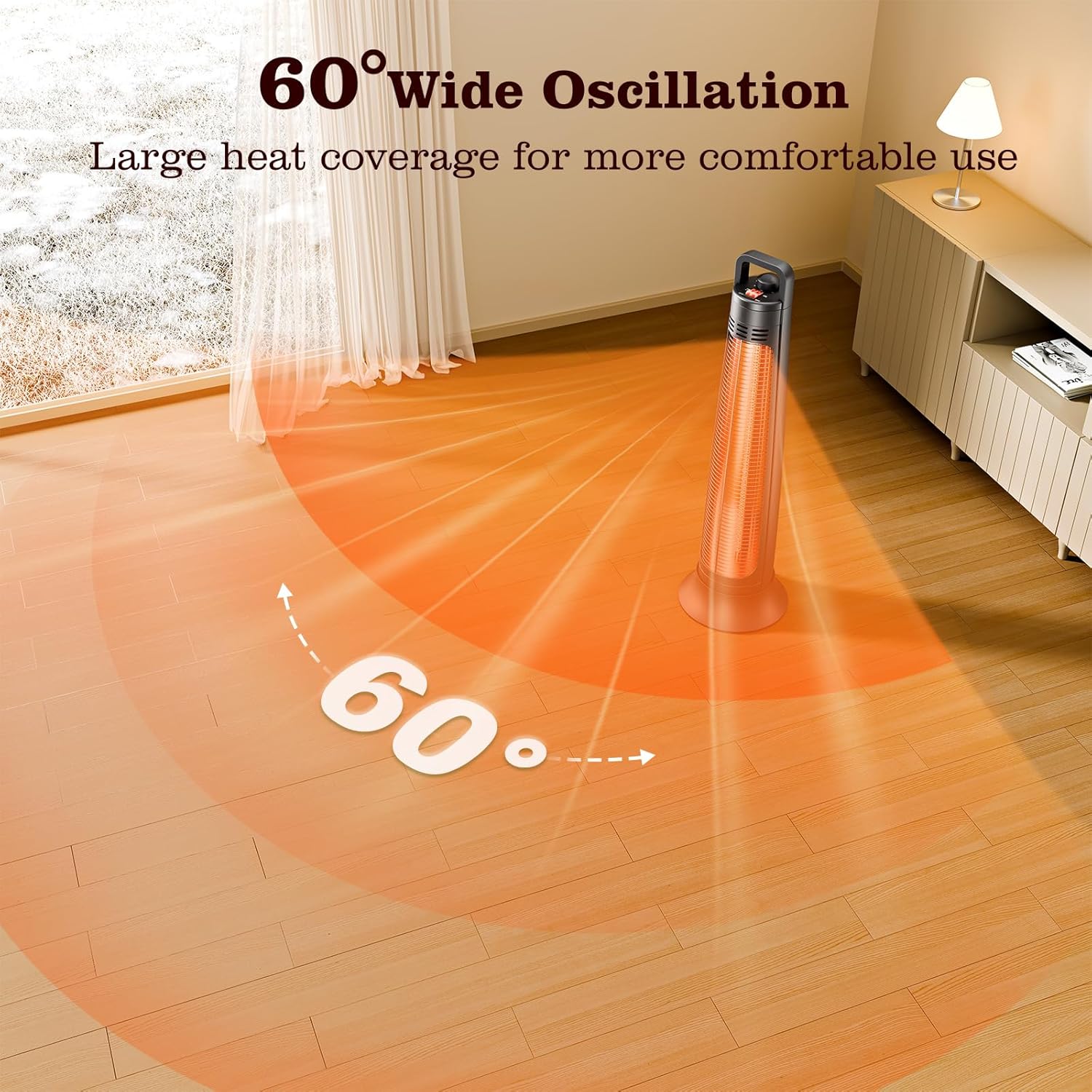 BIESQYA Outdoor Patio Heater with 60 Oscillation and IP65 Waterproof