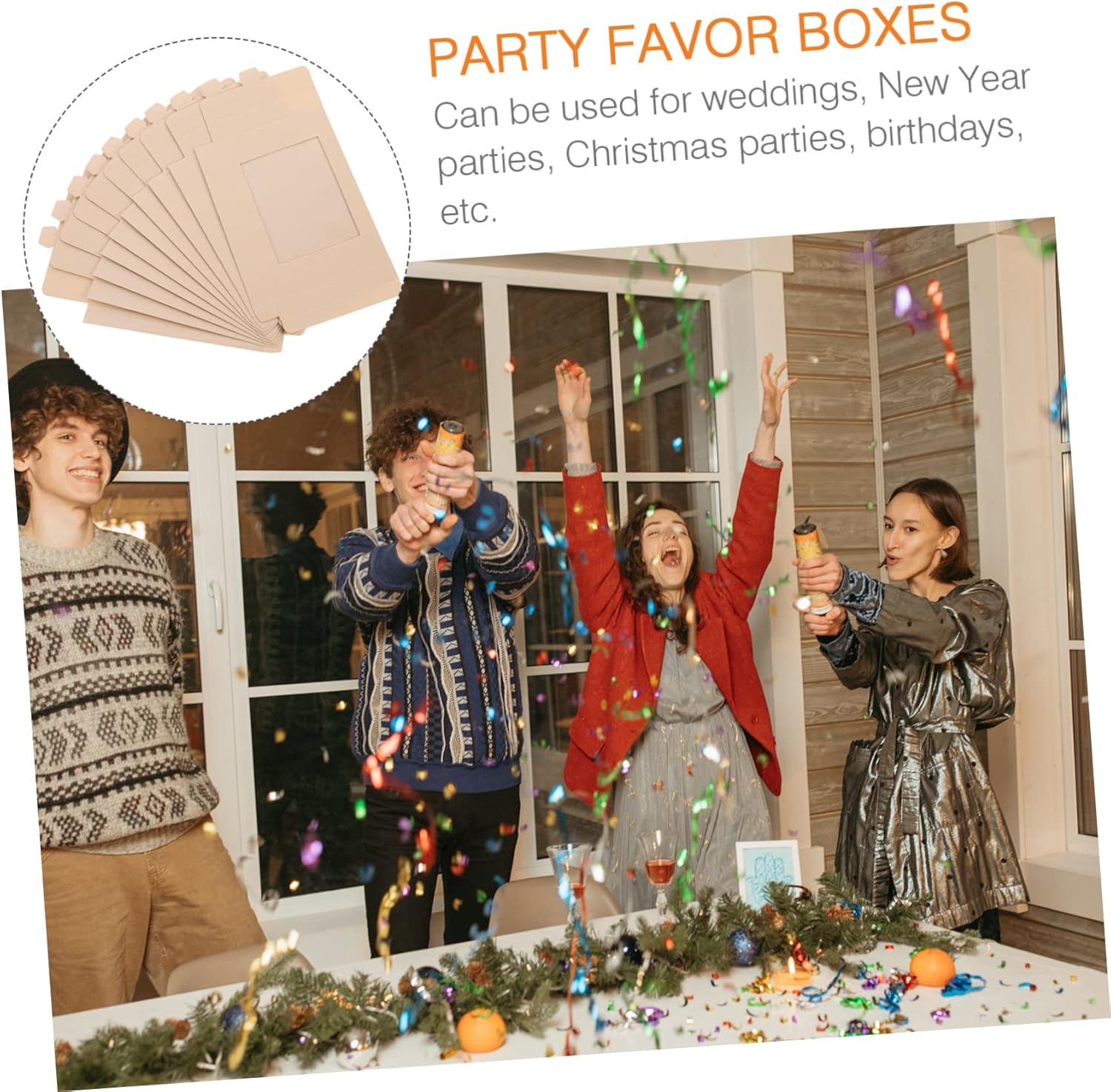 PRETYZOOM 10pcs Beige Kraft Paper Favor Boxes with Window