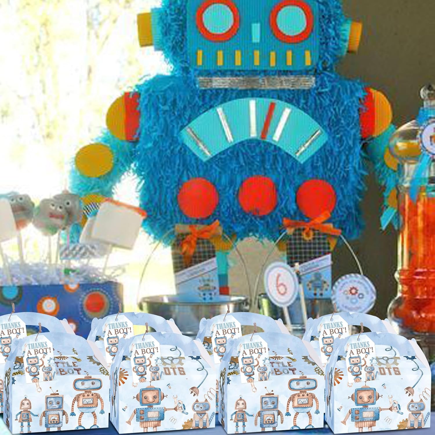 Karaqy Robot Party Favor Boxes 12 Pcs