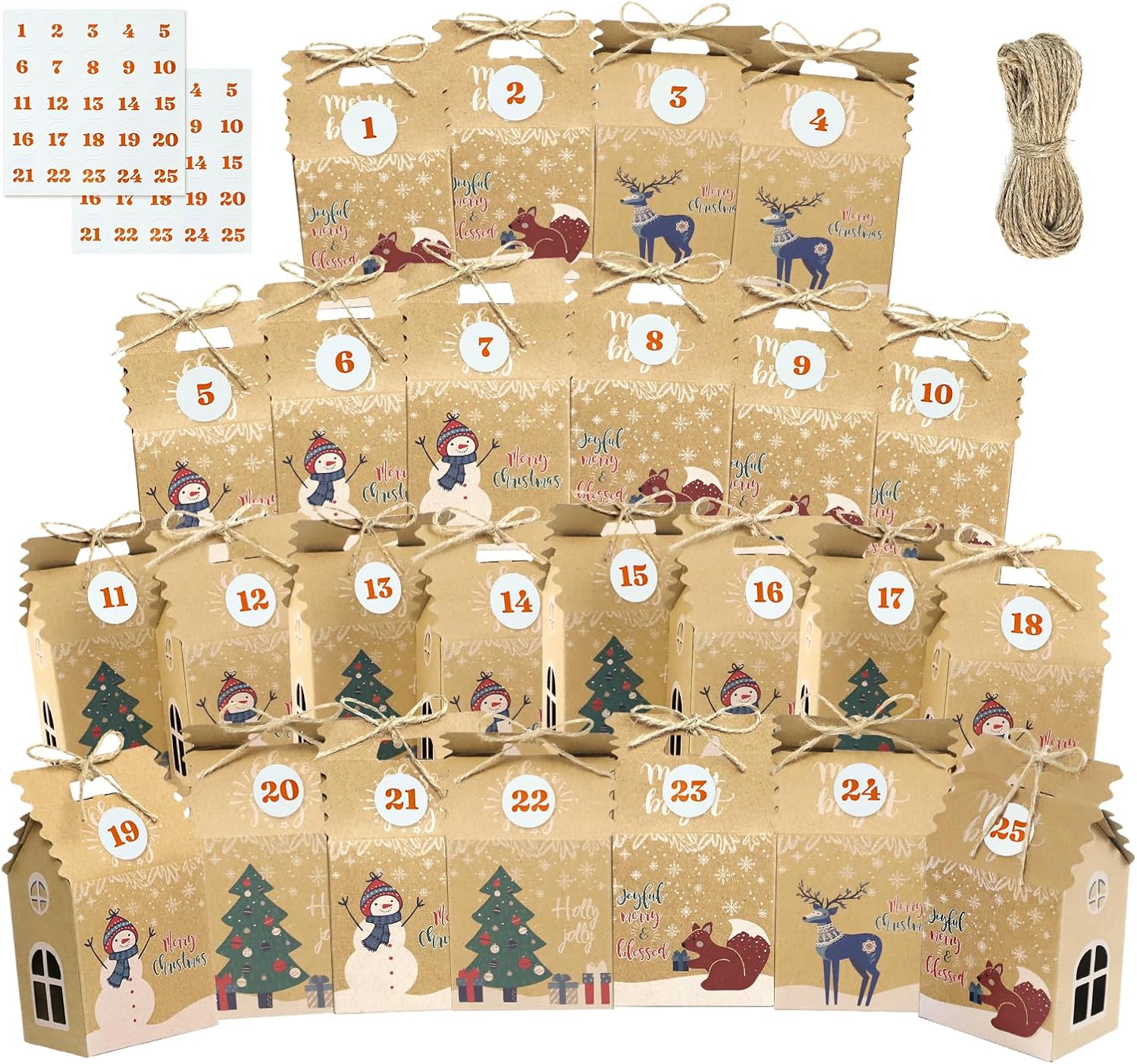 GINLEBO Christmas Gift Boxes 50 Pack Mini Kraft Treat Containers