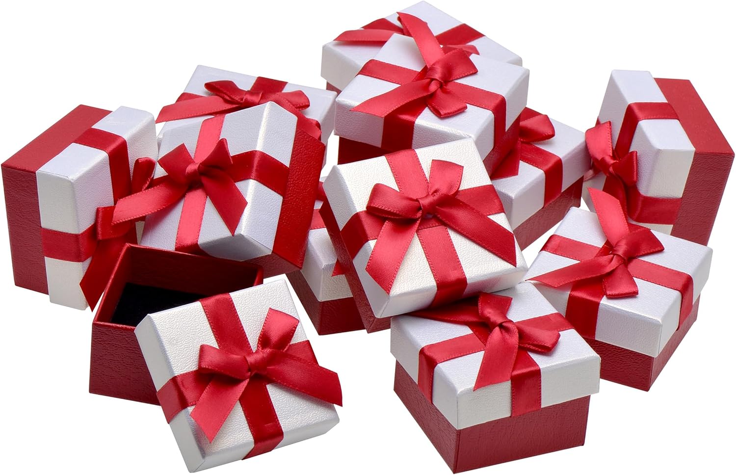 Pearl Miner Small Gift Boxes with Red Bow 12 Pack