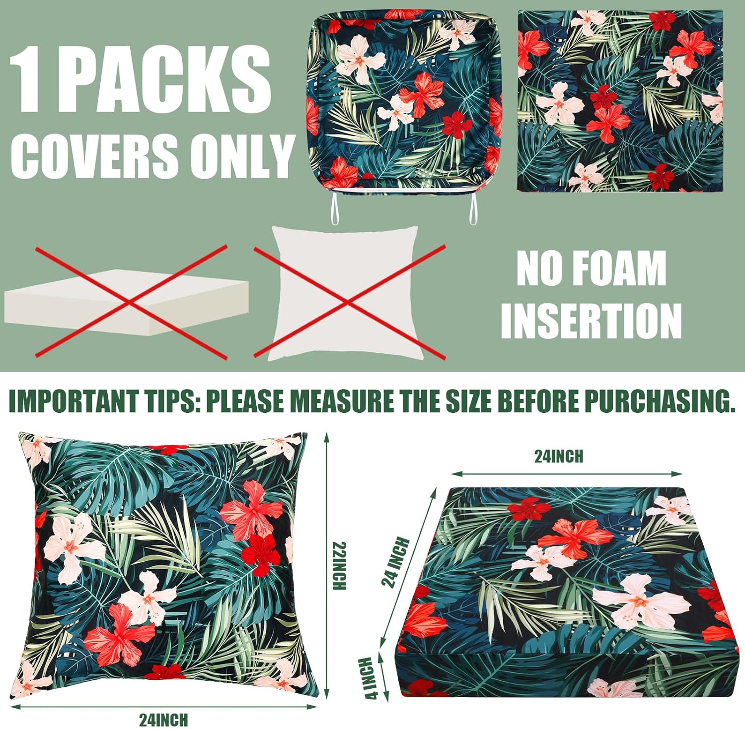 2 Pcs Hawaiian Outdoor Cushion Covers Set