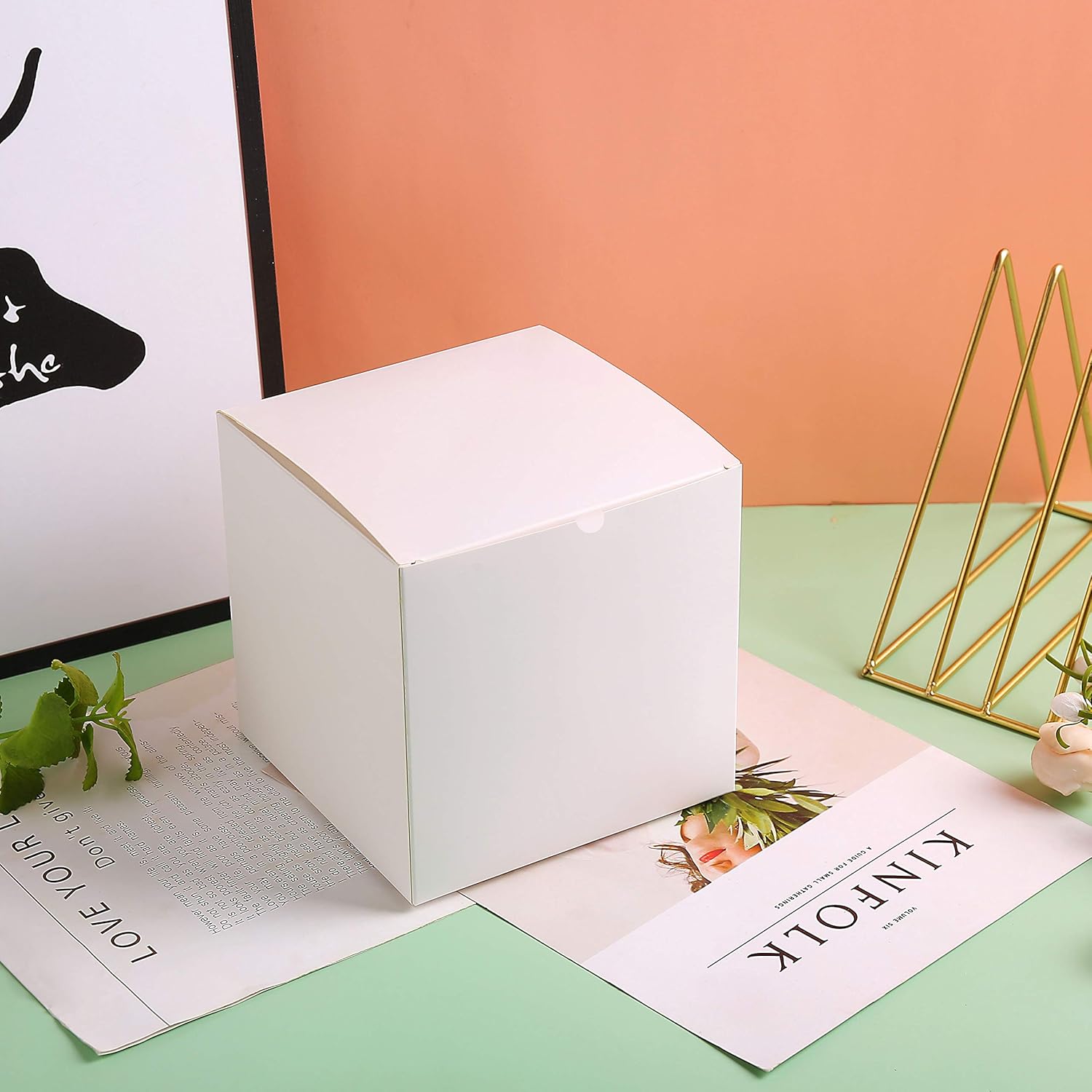 SHIPKEY 100PCS White Cardboard Gift Boxes with Lids
