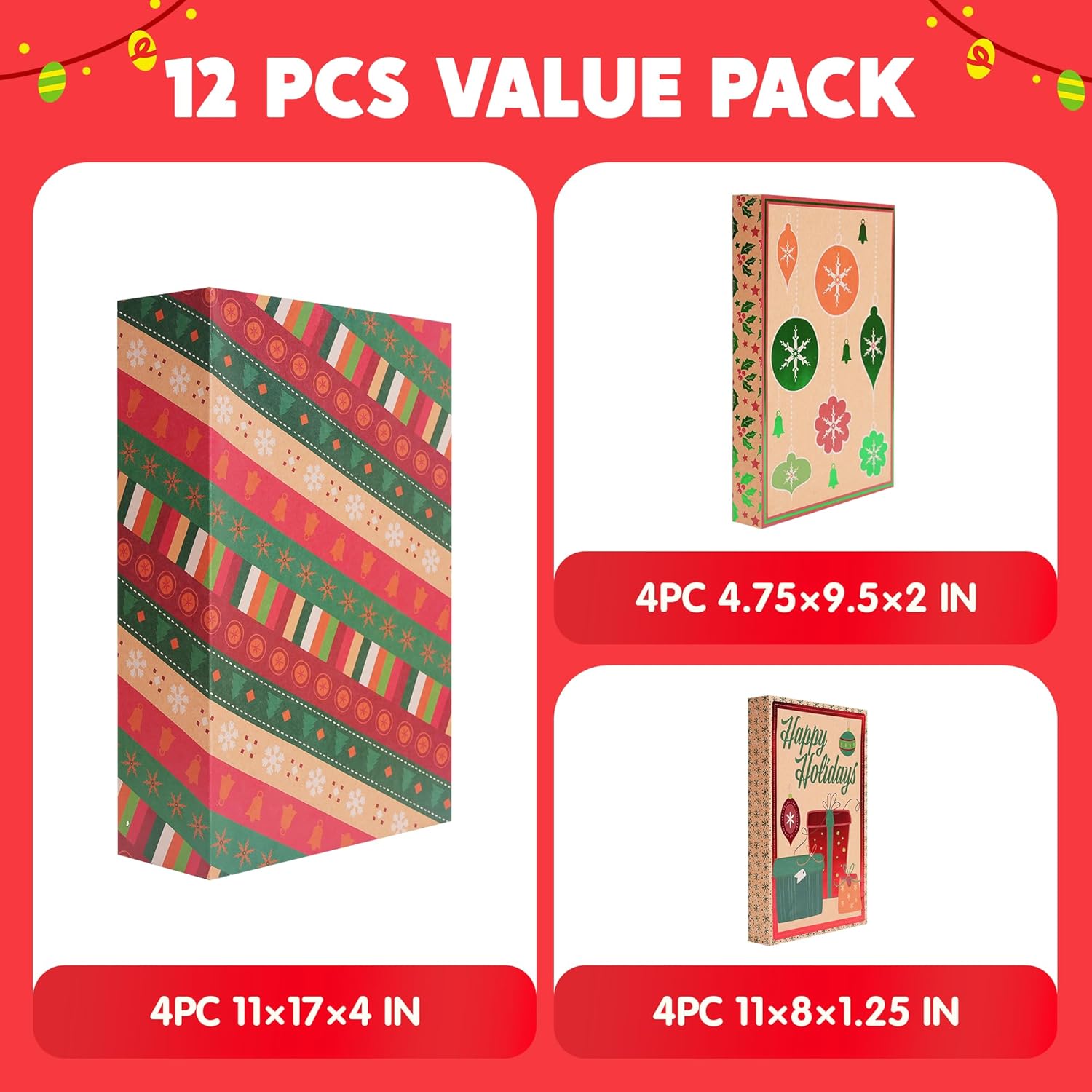 JOYIN 12Pcs Christmas Gift Boxes with Lids for Presents