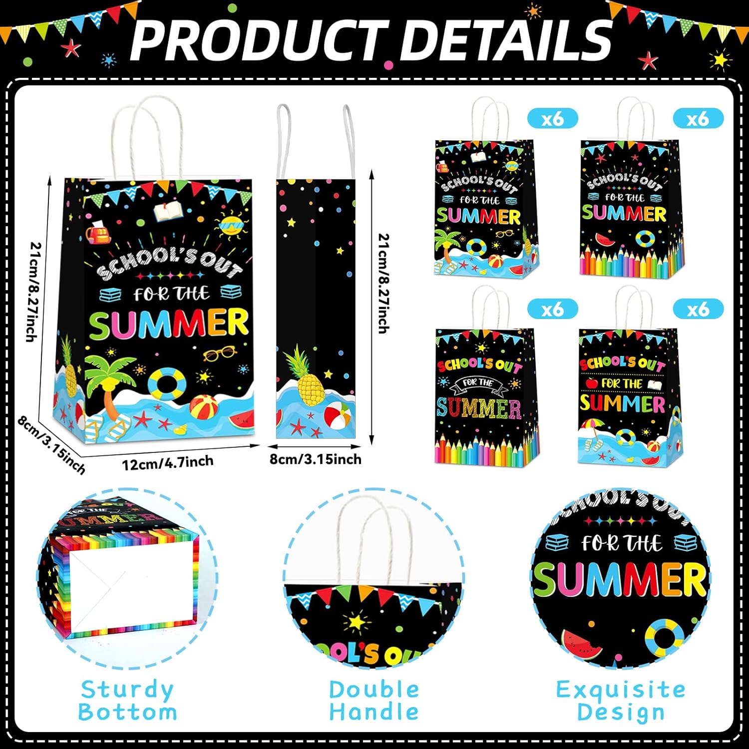 CHUNNIN 24pcs Summer Party Gift Bags for Kids