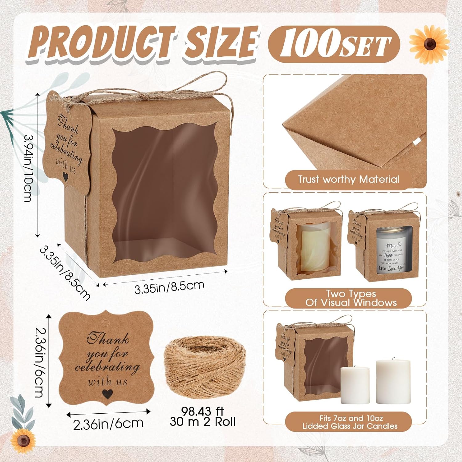 ReliThick 100 Candle Gift Boxes for Events