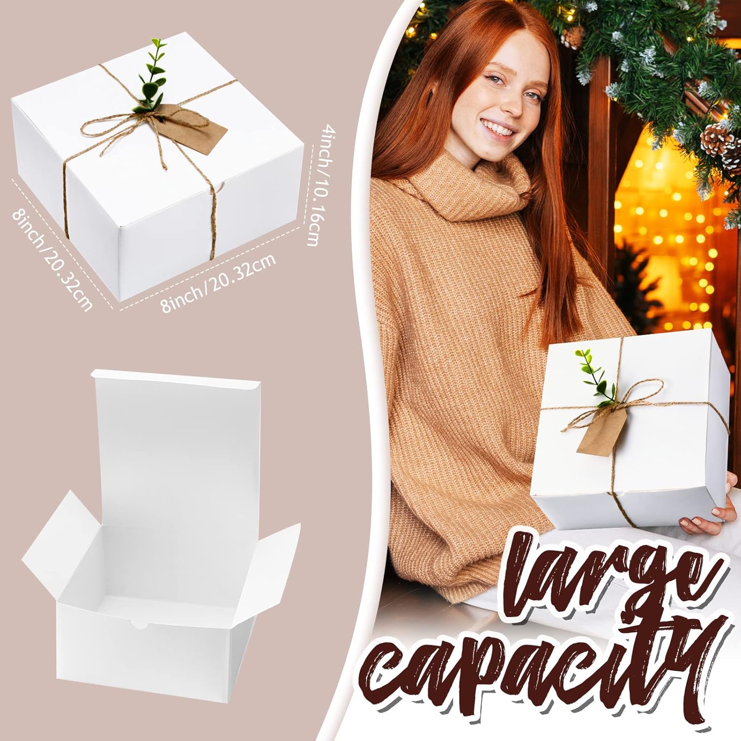 Crtiin 8 Pack White Paper Gift Boxes with Lids Set