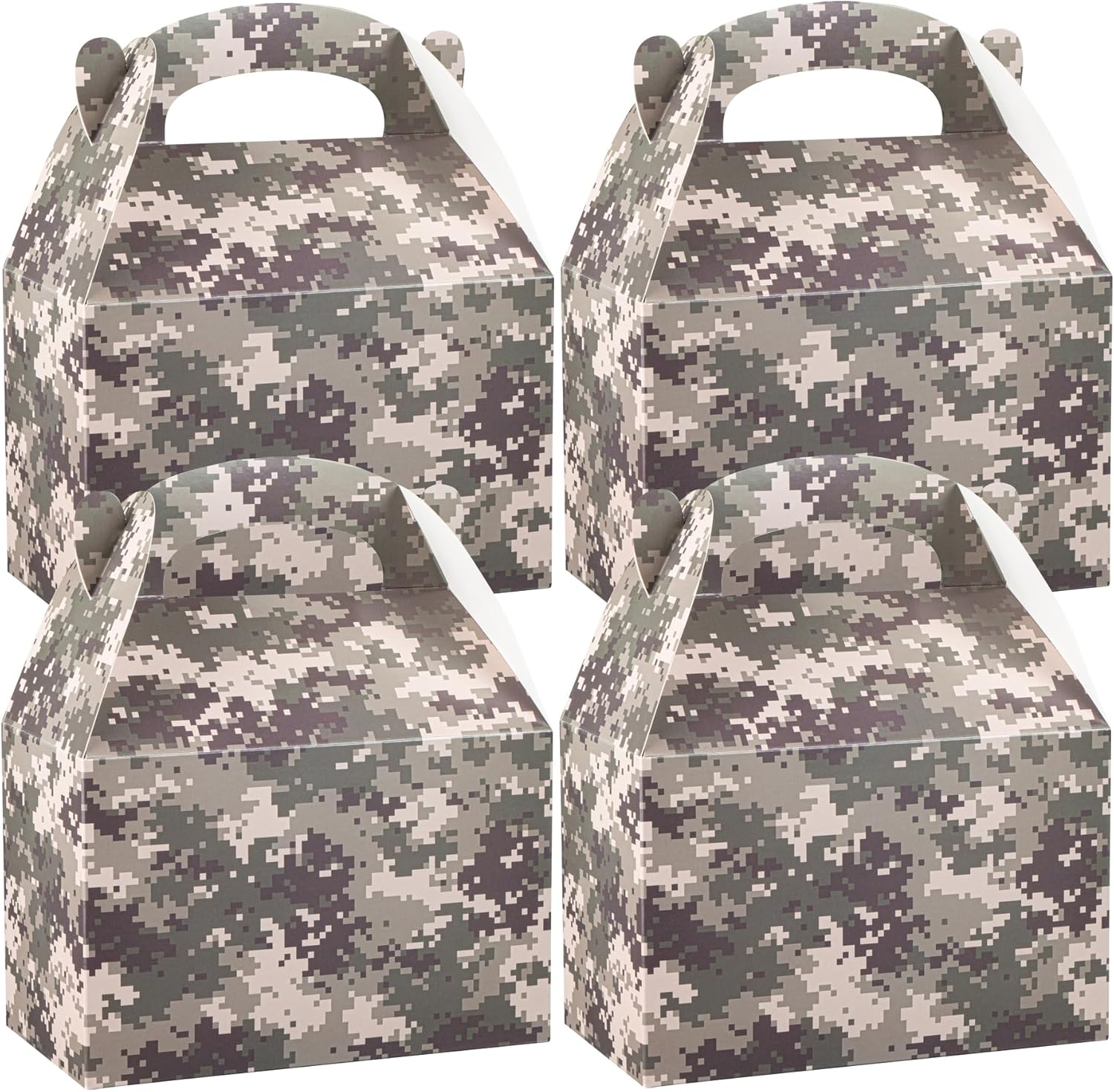 Restaurantware Camouflage Gable Party Boxes 25 Count With Handle