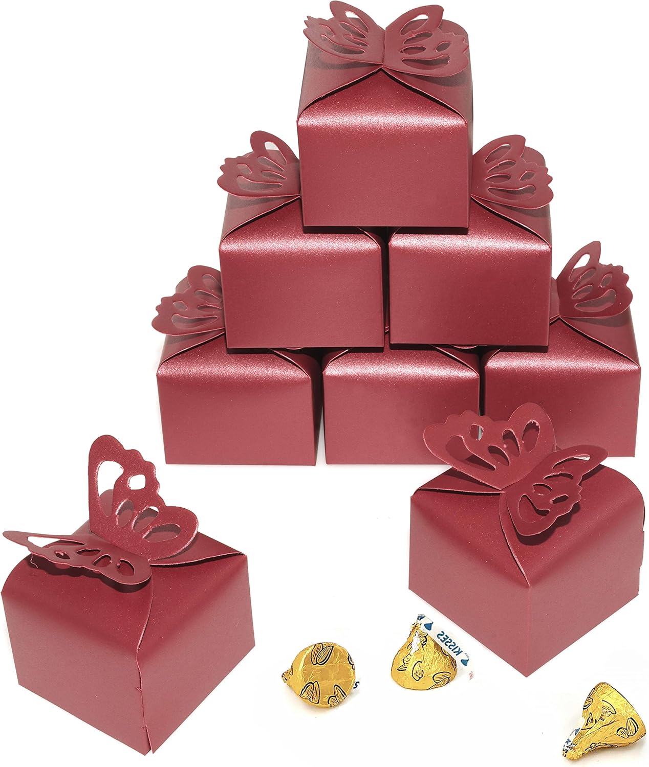 Red Butterfly Candy Favor Boxes - 50pc Wedding Party Favors