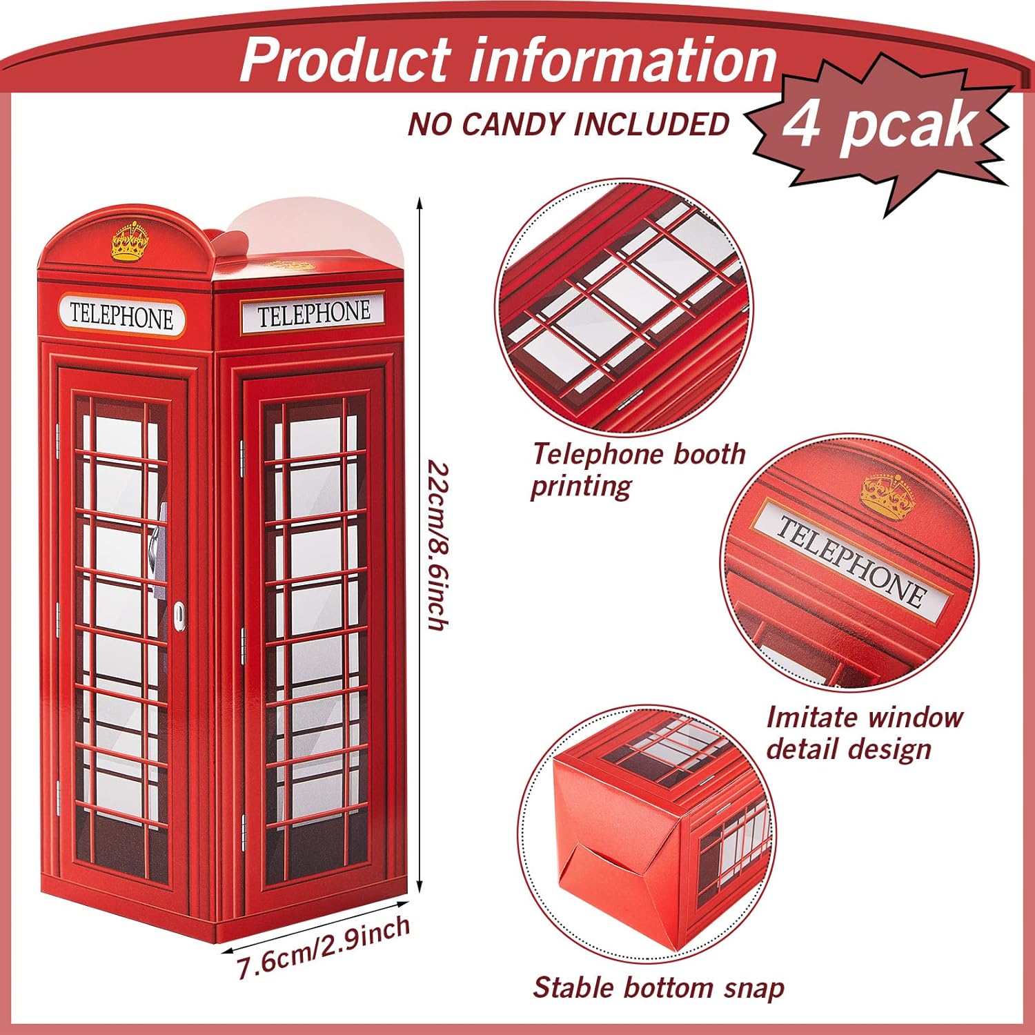 Watersay 16 Pcs British Party Decorations Candy Boxes