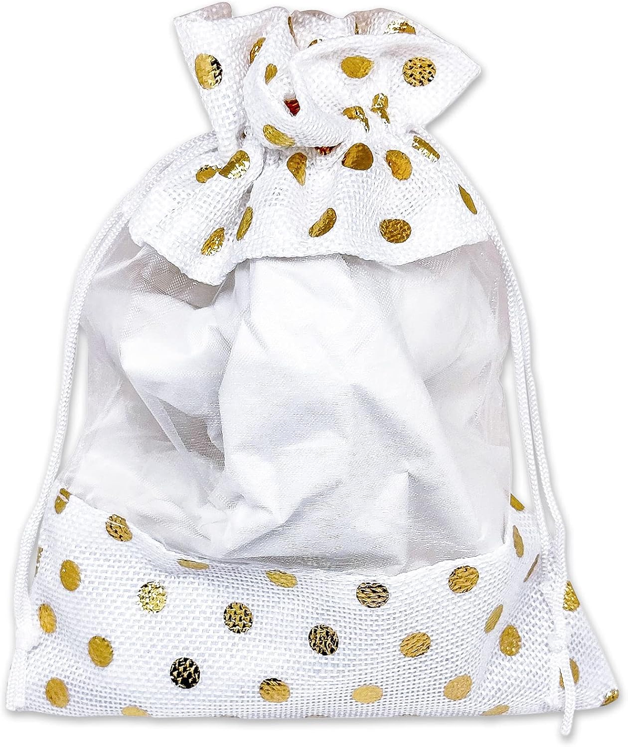 12 Pack Large Linen Burlap and Organza Gift Bags with Drawstrings