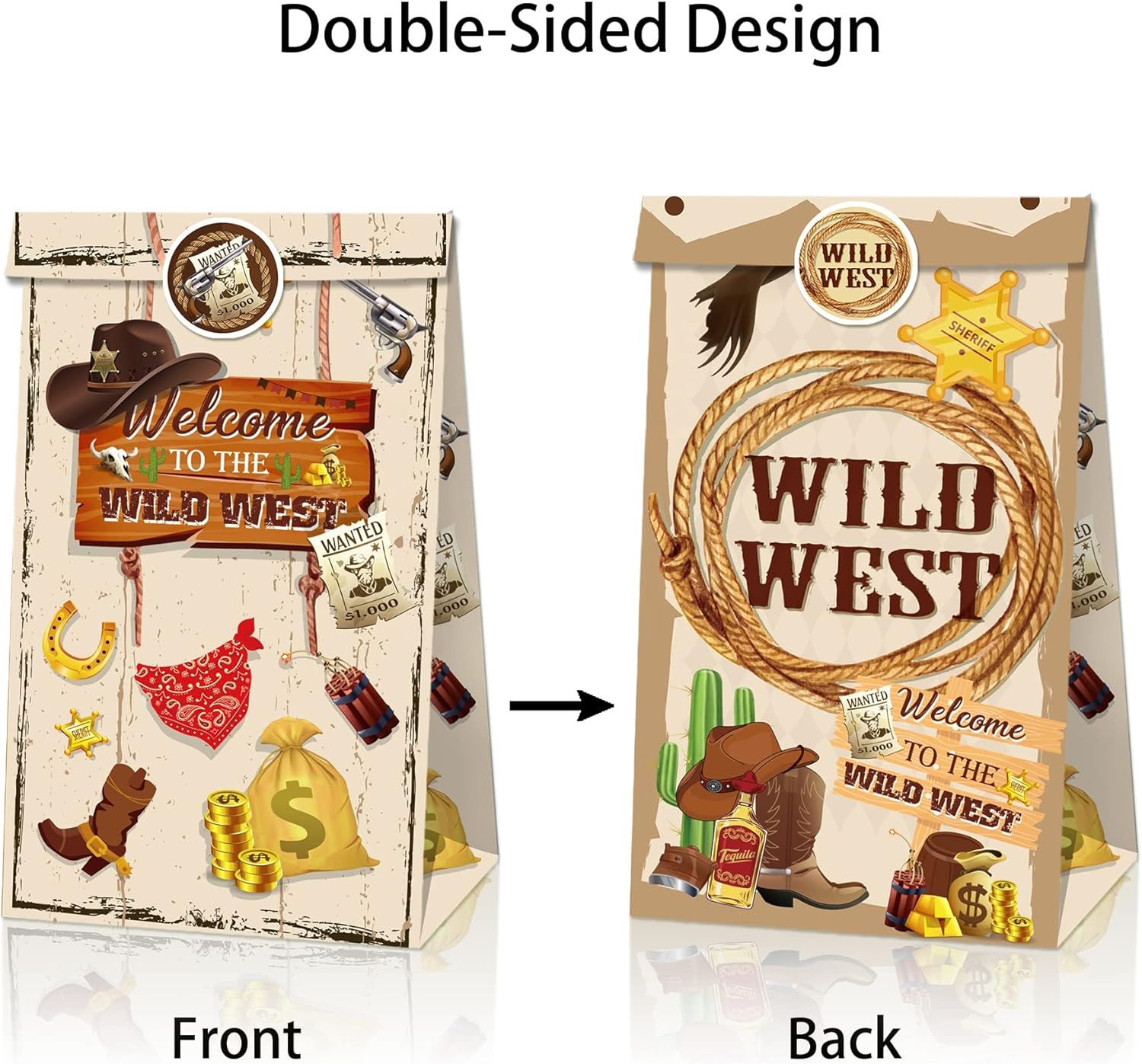 KRISTIN PARADISE 12Pcs Western Cowboy Party Favor Bags