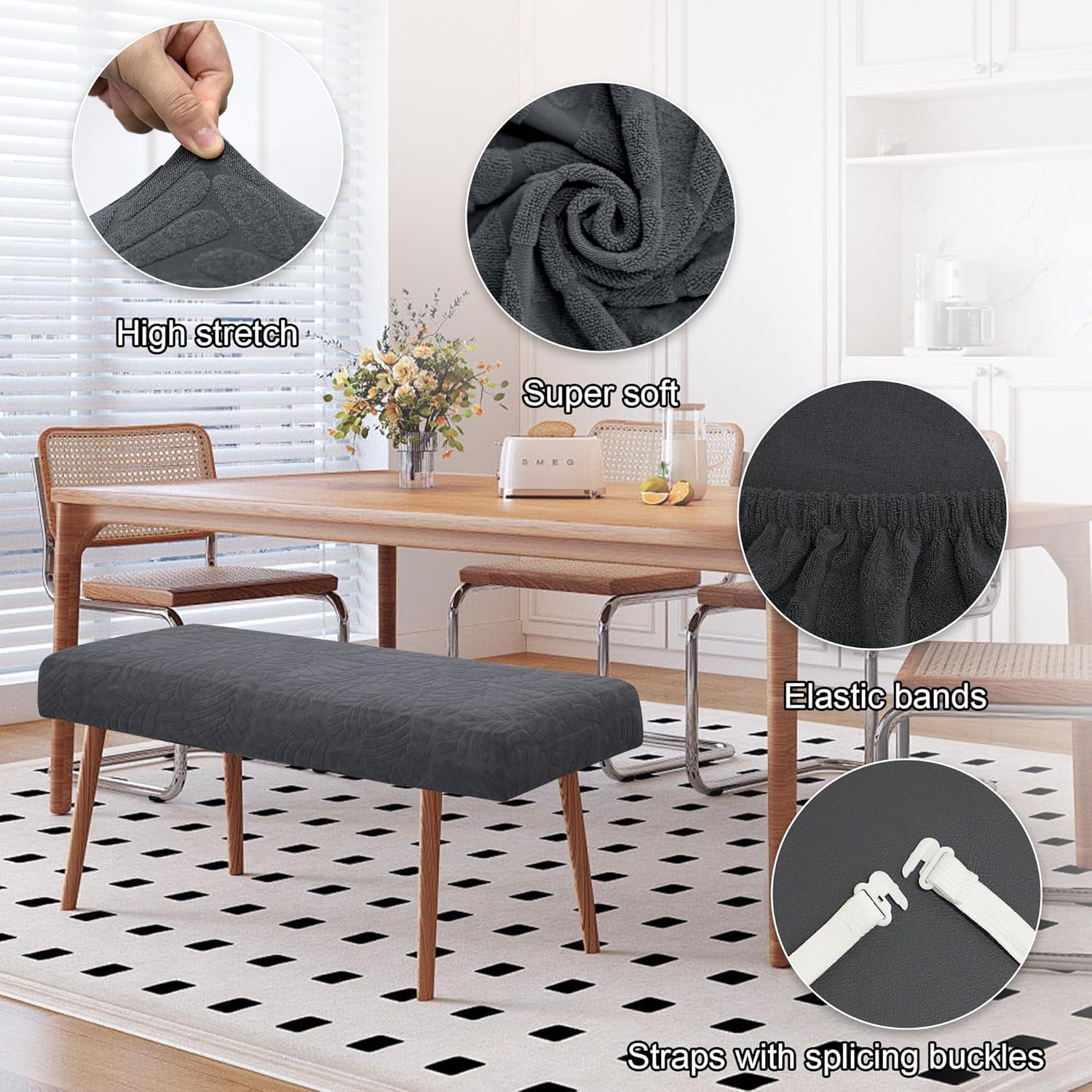 Stretch Bench Covers with Anti-Slip Design