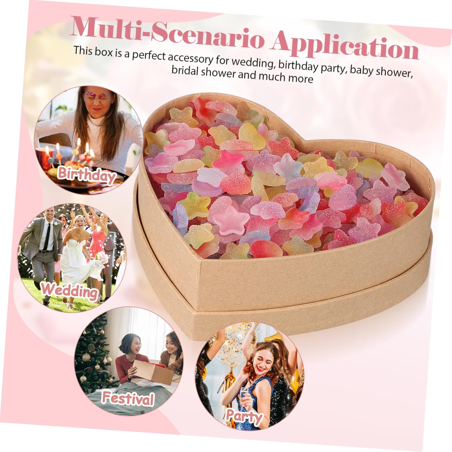 Heart Shaped Kraft Box for Valentines Day Wedding Favors
