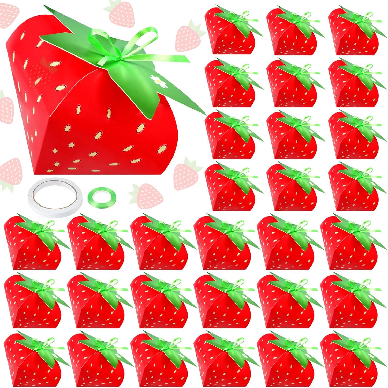 30 Pcs Strawberry Treat Boxes for Birthday Party Decorations