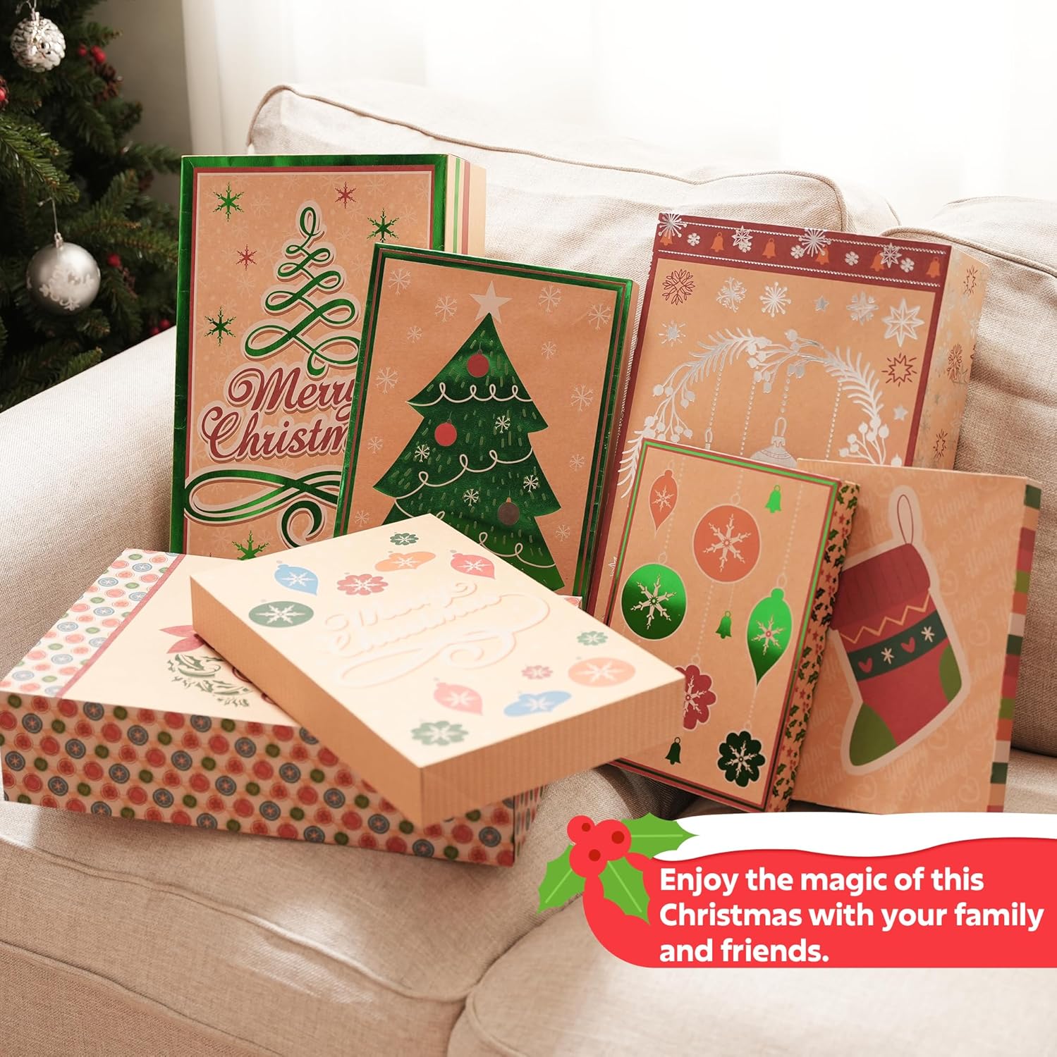 JOYIN 12Pcs Christmas Gift Boxes with Lids for Presents