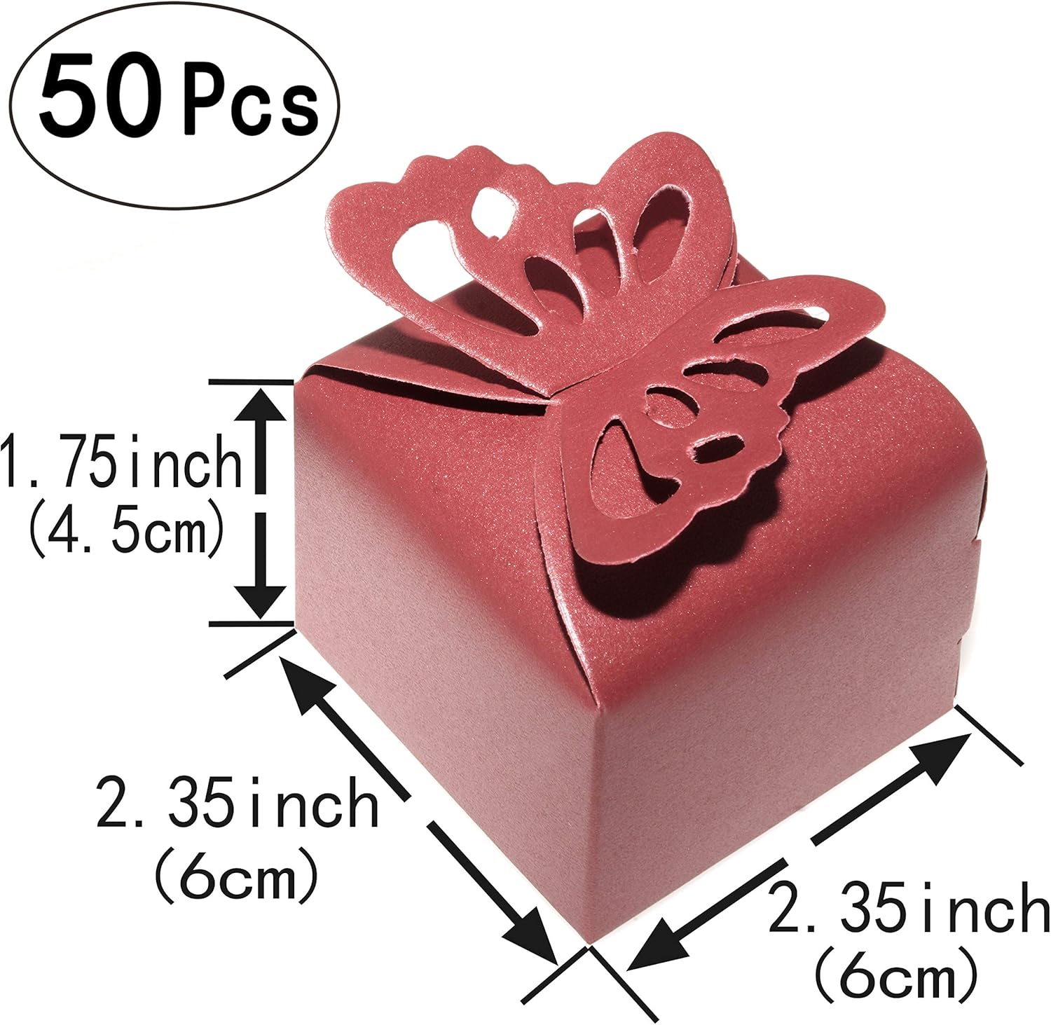 Red Butterfly Candy Favor Boxes - 50pc Wedding Party Favors