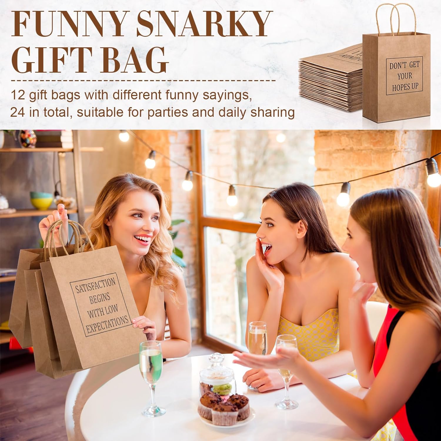 24 Pcs Funny Gag Gift Bags with Handles