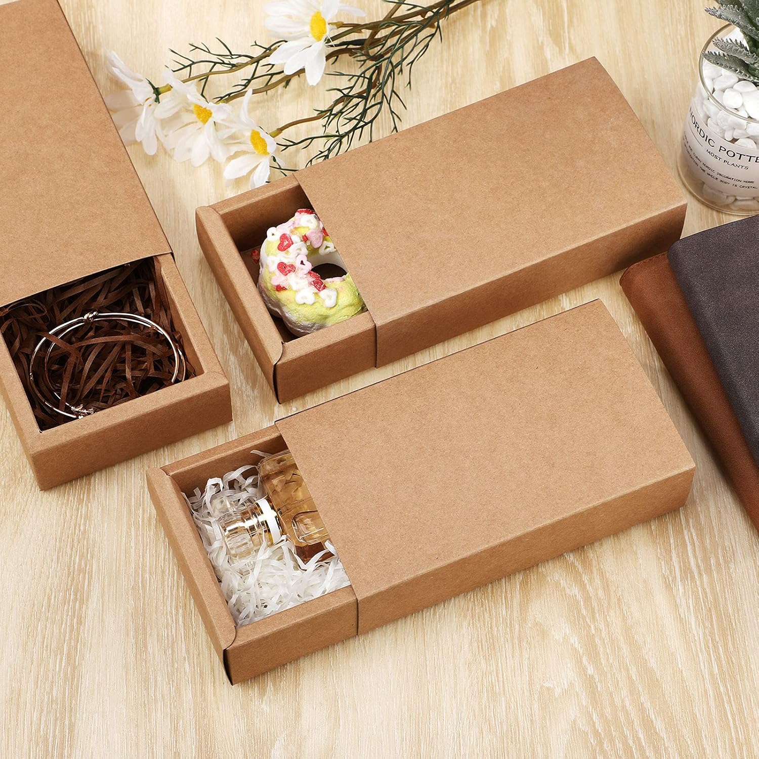 Zonon 30PCS Kraft Paper Drawer Boxes for Gifts