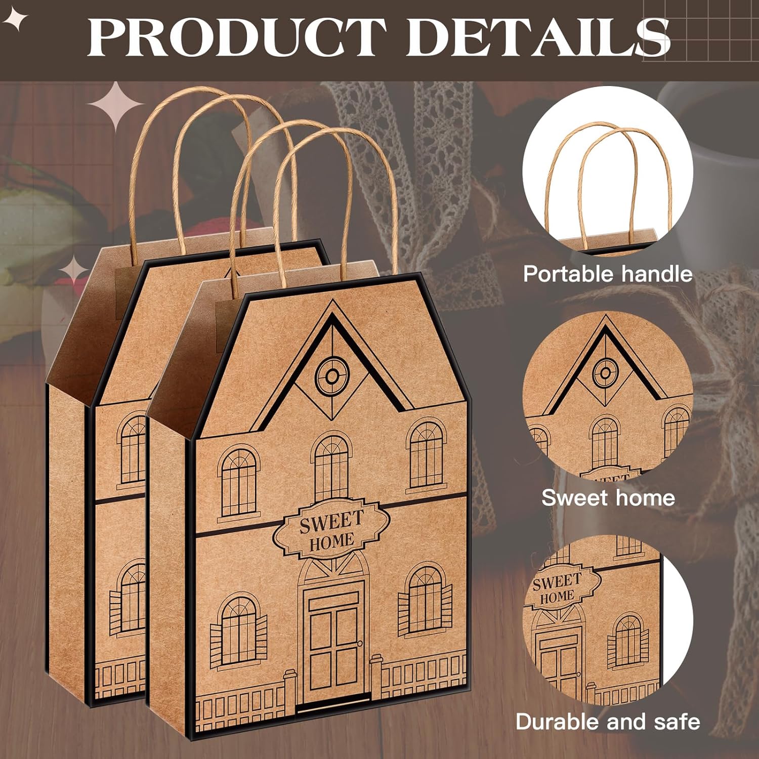 Cholemy 50 Piece House Shaped Gift Bags with Handles