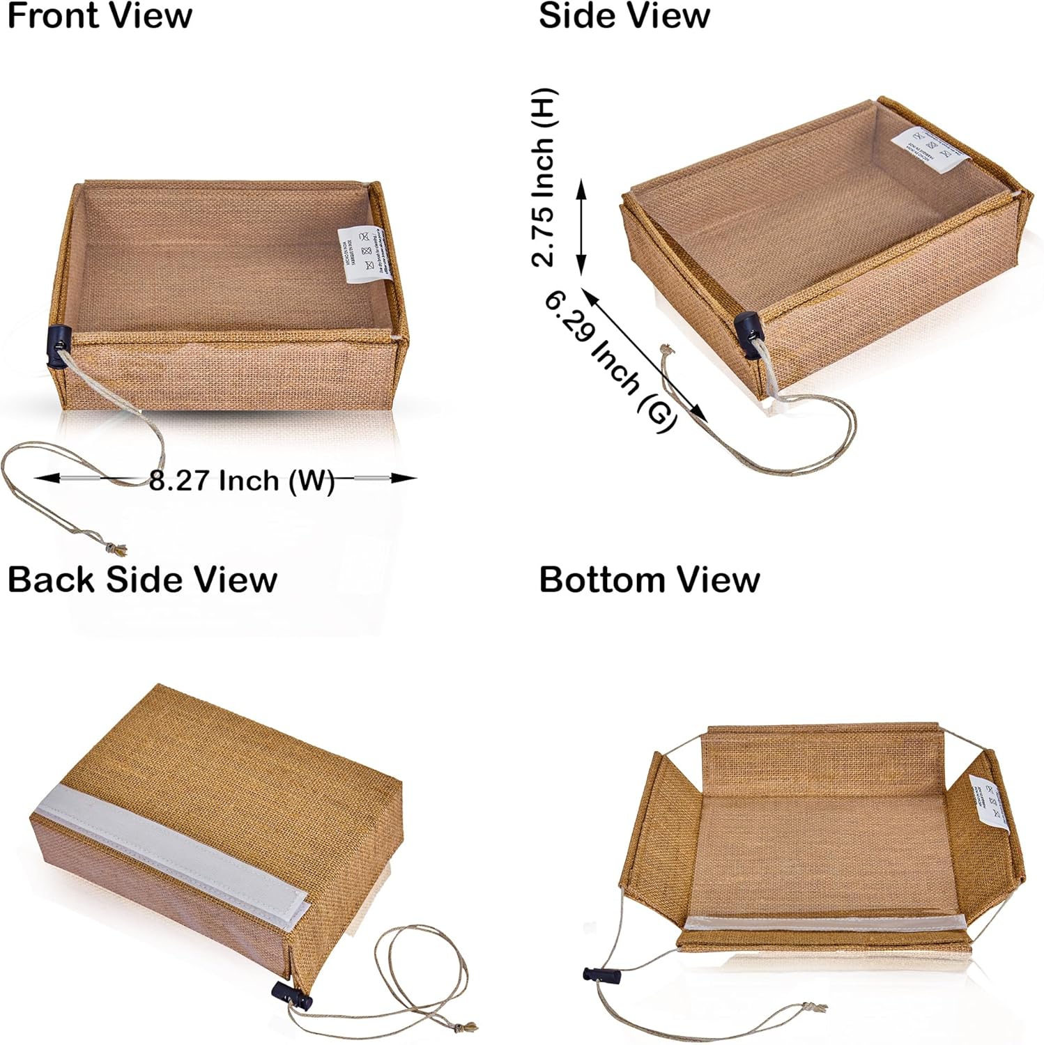 Jucobee 12 Pack Juco Burlap Gift Boxes with Drawstring and PVC Window