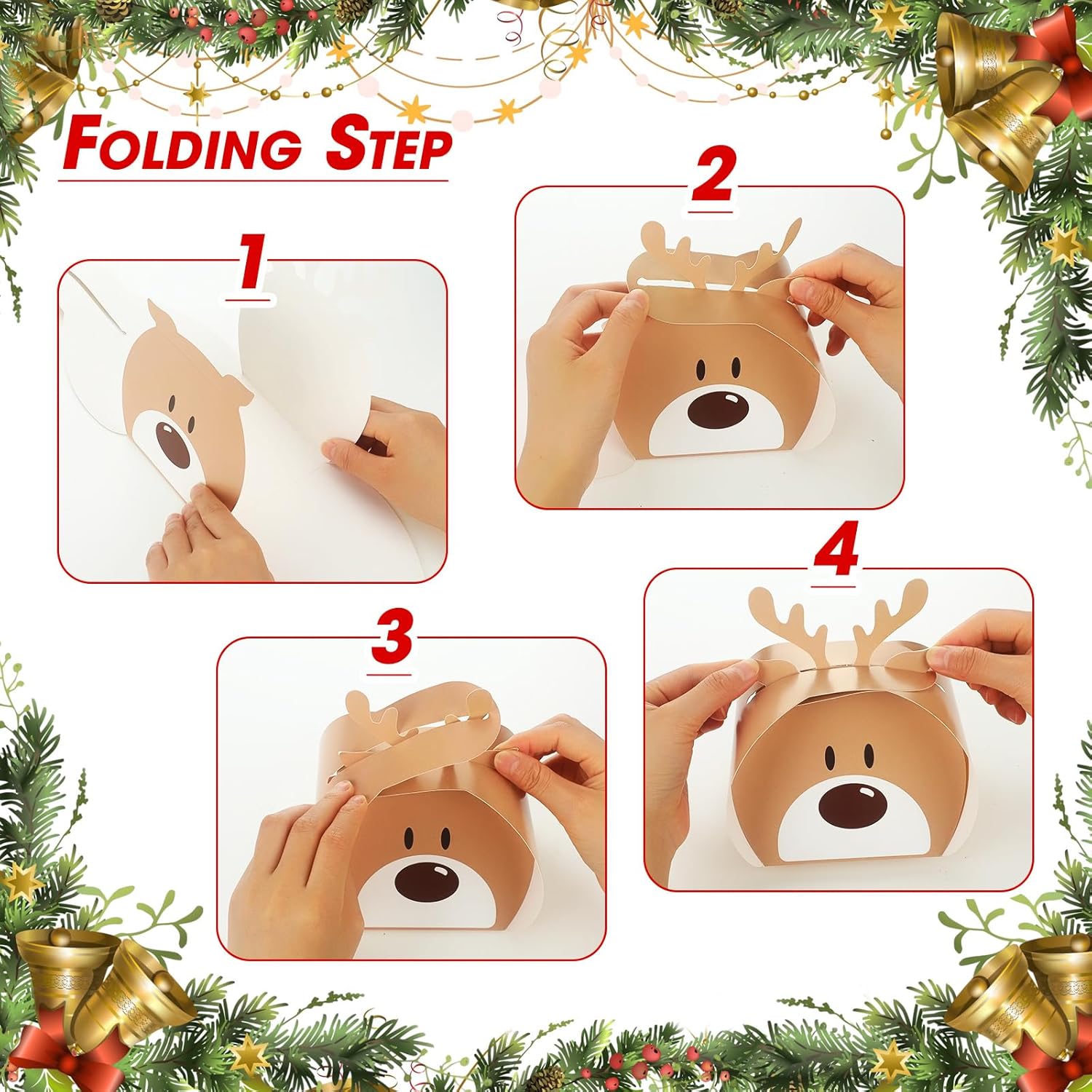 Cholemy 36 Pcs 3D Elk Christmas Cookie Gift Boxes