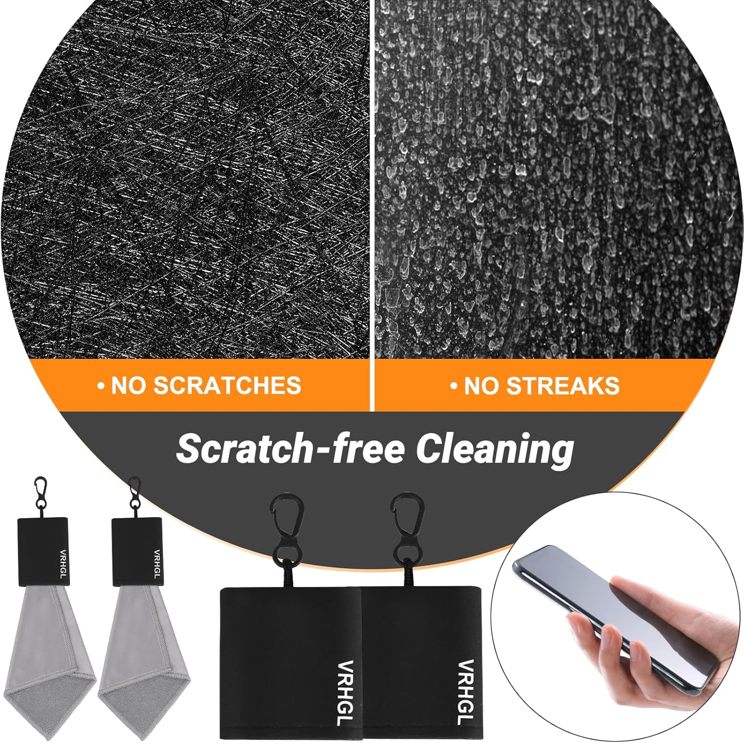 2-Sided Glasses Cleaning Kit Patriotic Microfiber Cloth Keychain