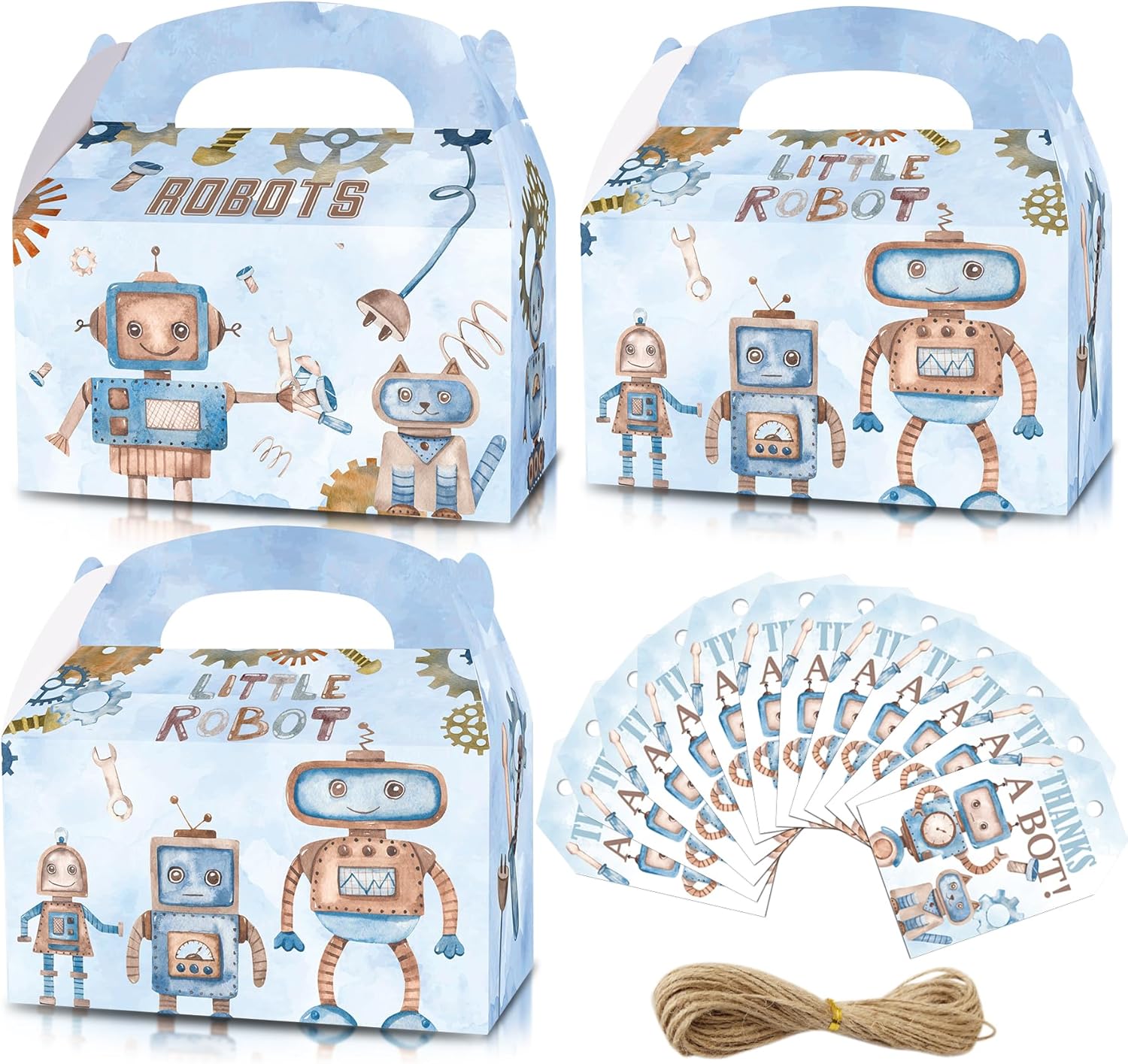 Karaqy Robot Party Favor Boxes 12 Pcs