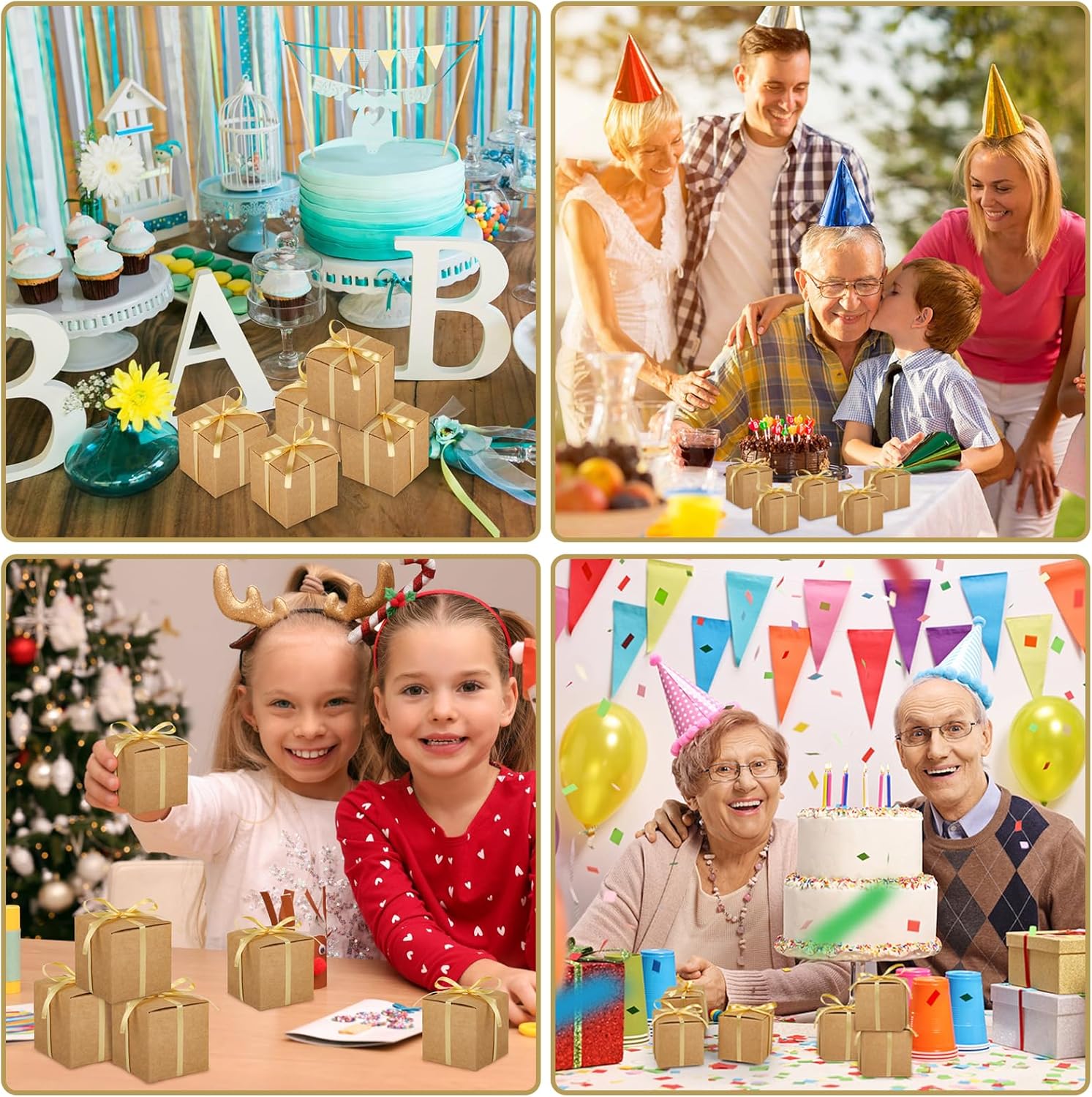 Hooqict 100 Pack Brown Kraft Gift Boxes for Party Favors