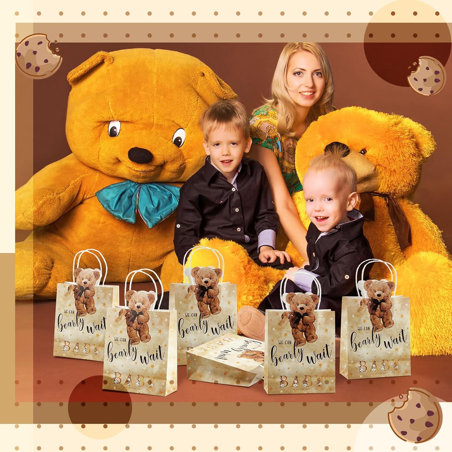 Tinlade 16 Pcs Bear Baby Shower Bags with Handles