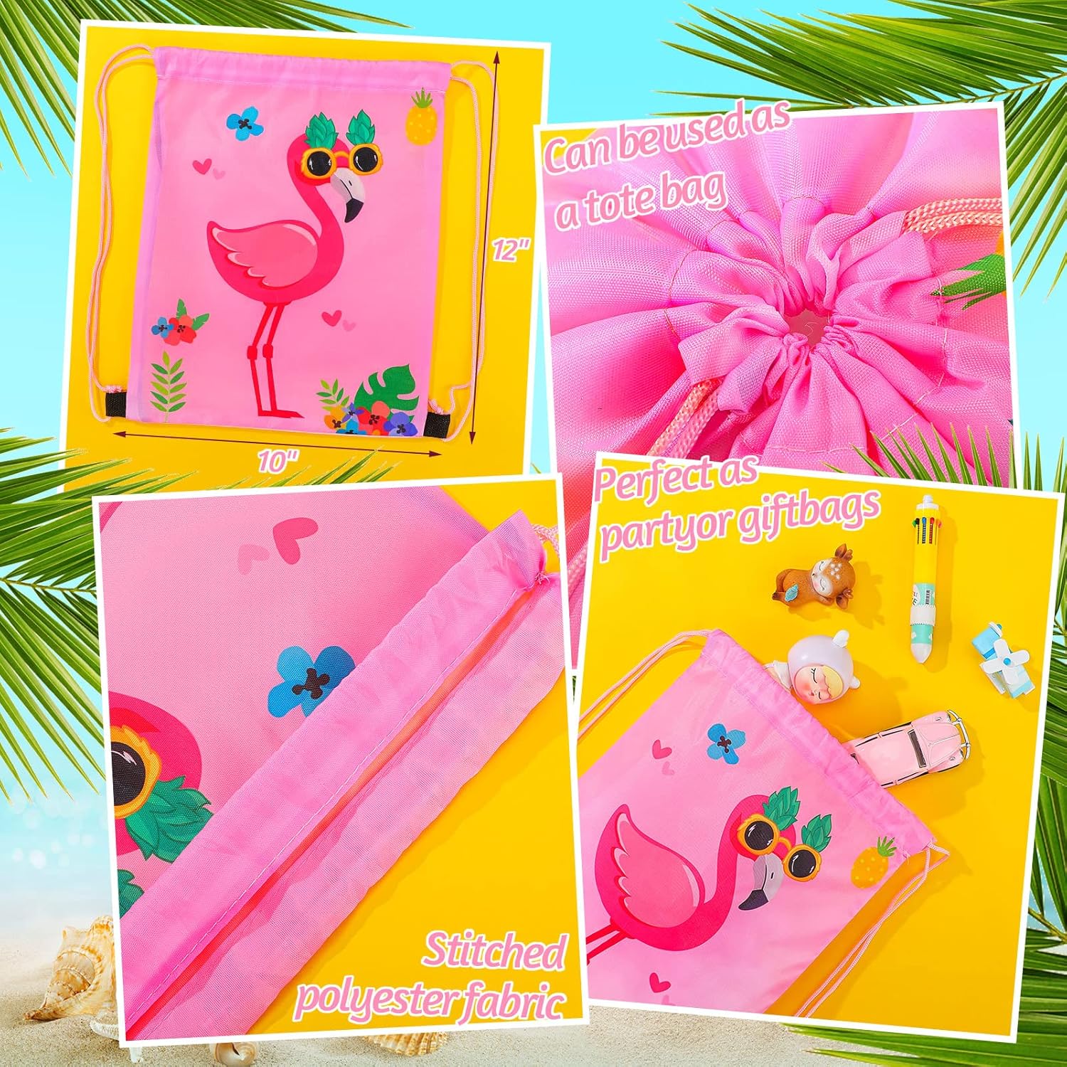 GliCraft 16 Pcs Animal Drawstring Gift Bags for Kids