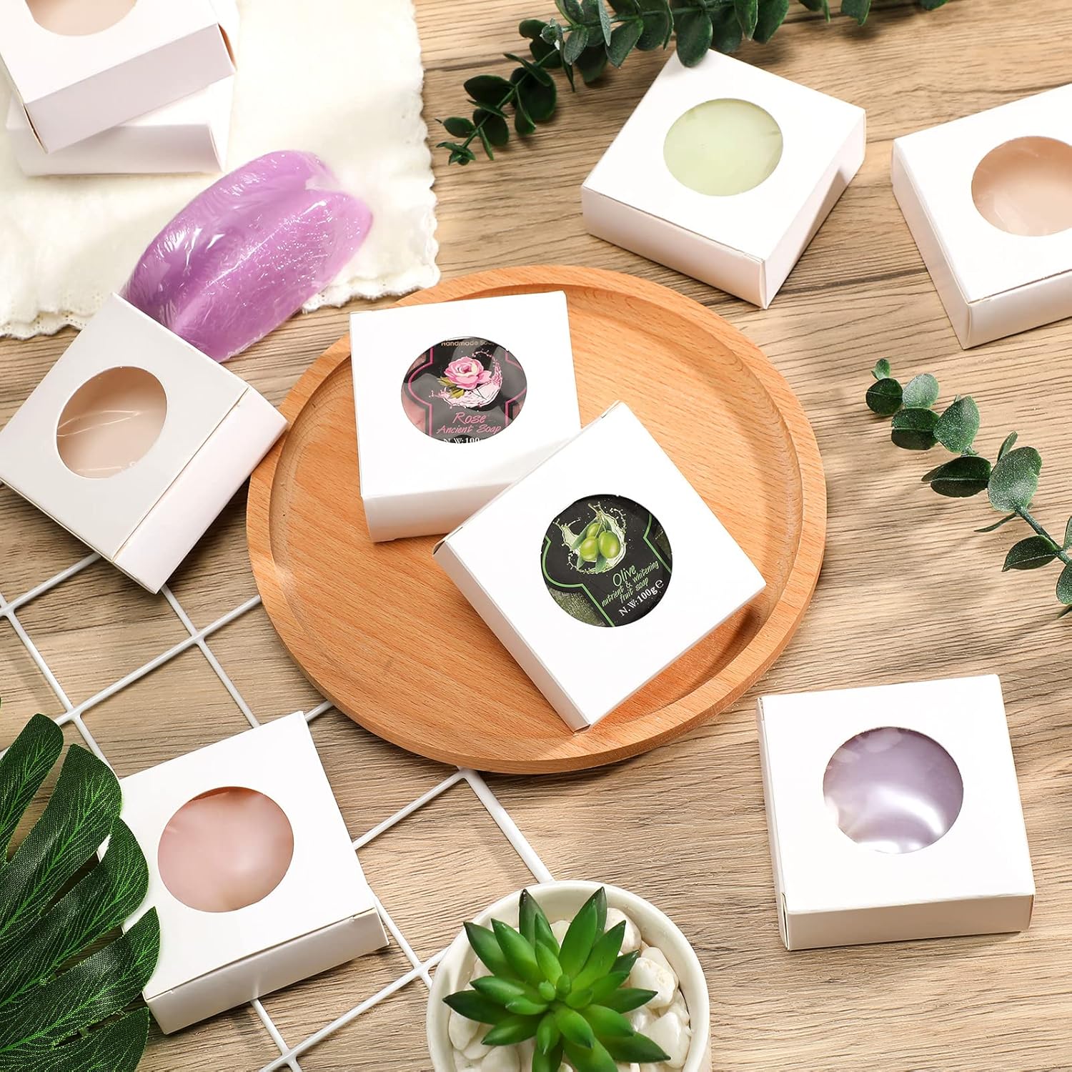 Chinco 30 Pcs Kraft Paper Gift Boxes with Clear Window